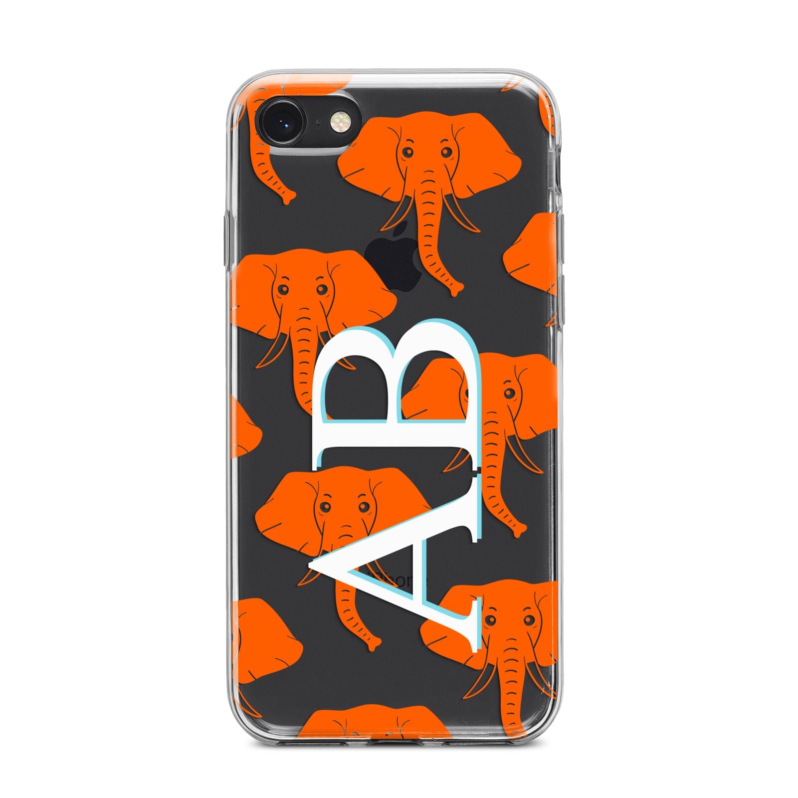 Custom Elephant Initials iPhone 8 Bumper Case on Black iPhone