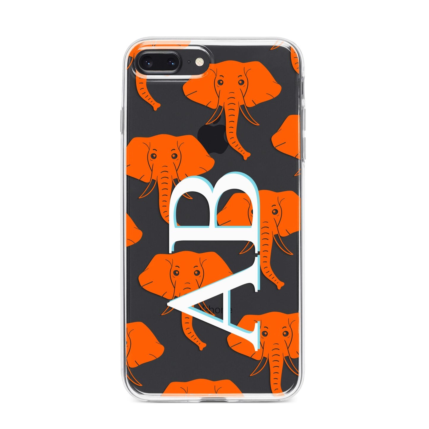 Custom Elephant Initials iPhone 8 Plus Bumper Case on Black iPhone