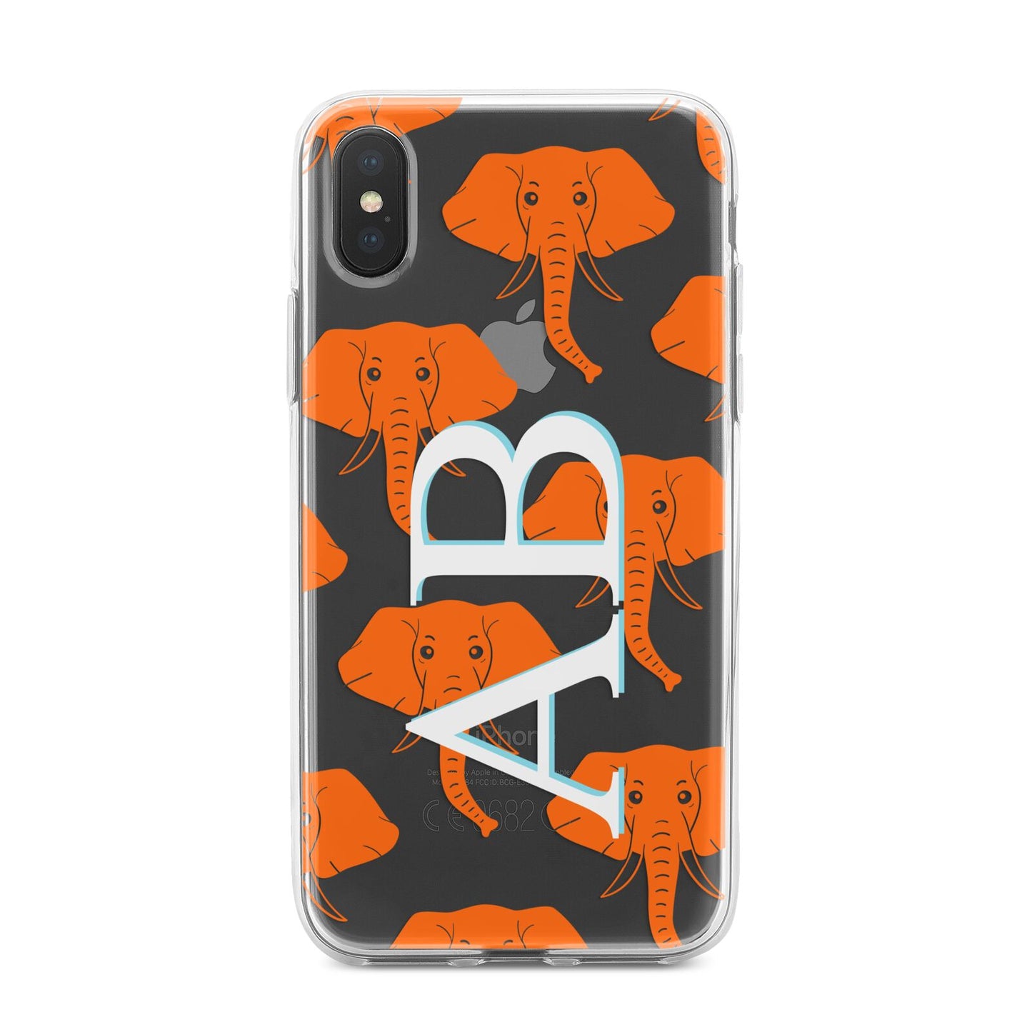 Custom Elephant Initials iPhone X Bumper Case on Black iPhone Alternative Image 1