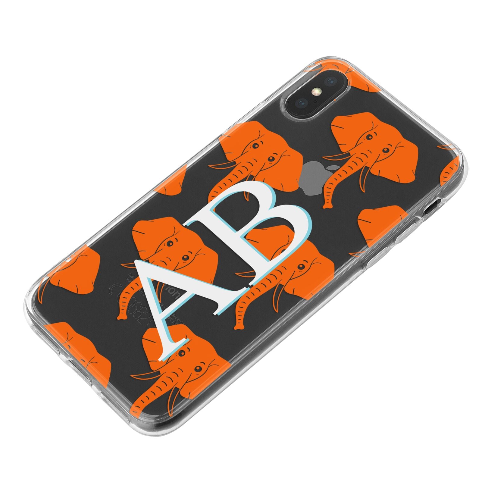 Custom Elephant Initials iPhone X Bumper Case on Black iPhone