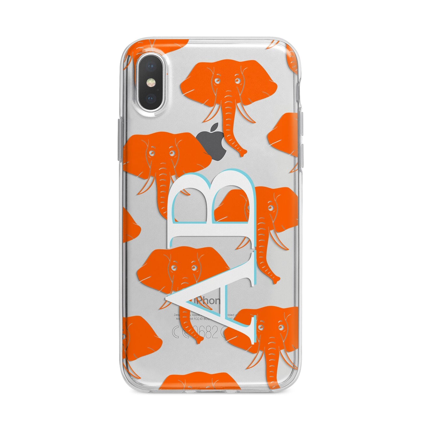 Custom Elephant Initials iPhone X Bumper Case on Silver iPhone Alternative Image 1