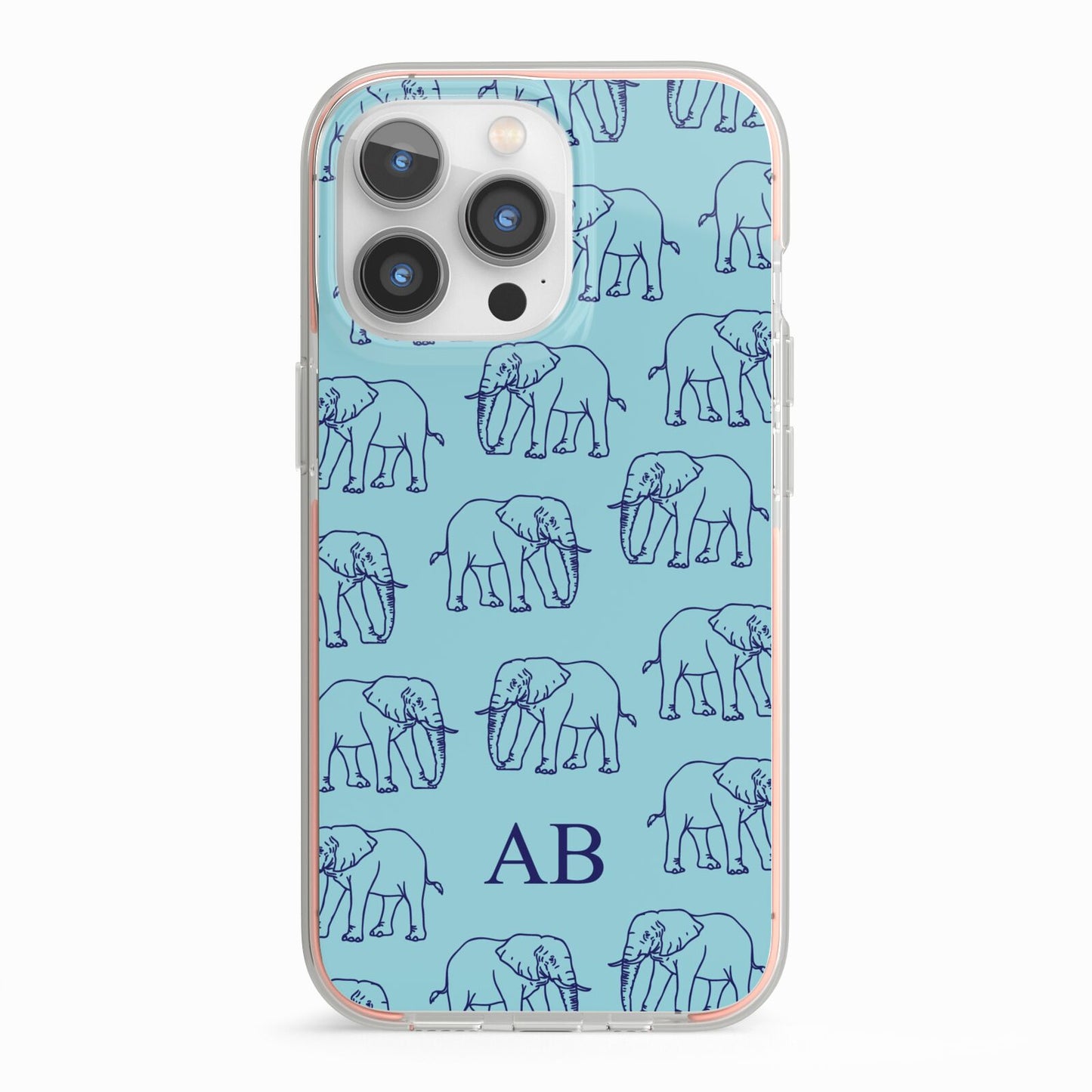 Custom Elephant iPhone 13 Pro TPU Impact Case with Pink Edges