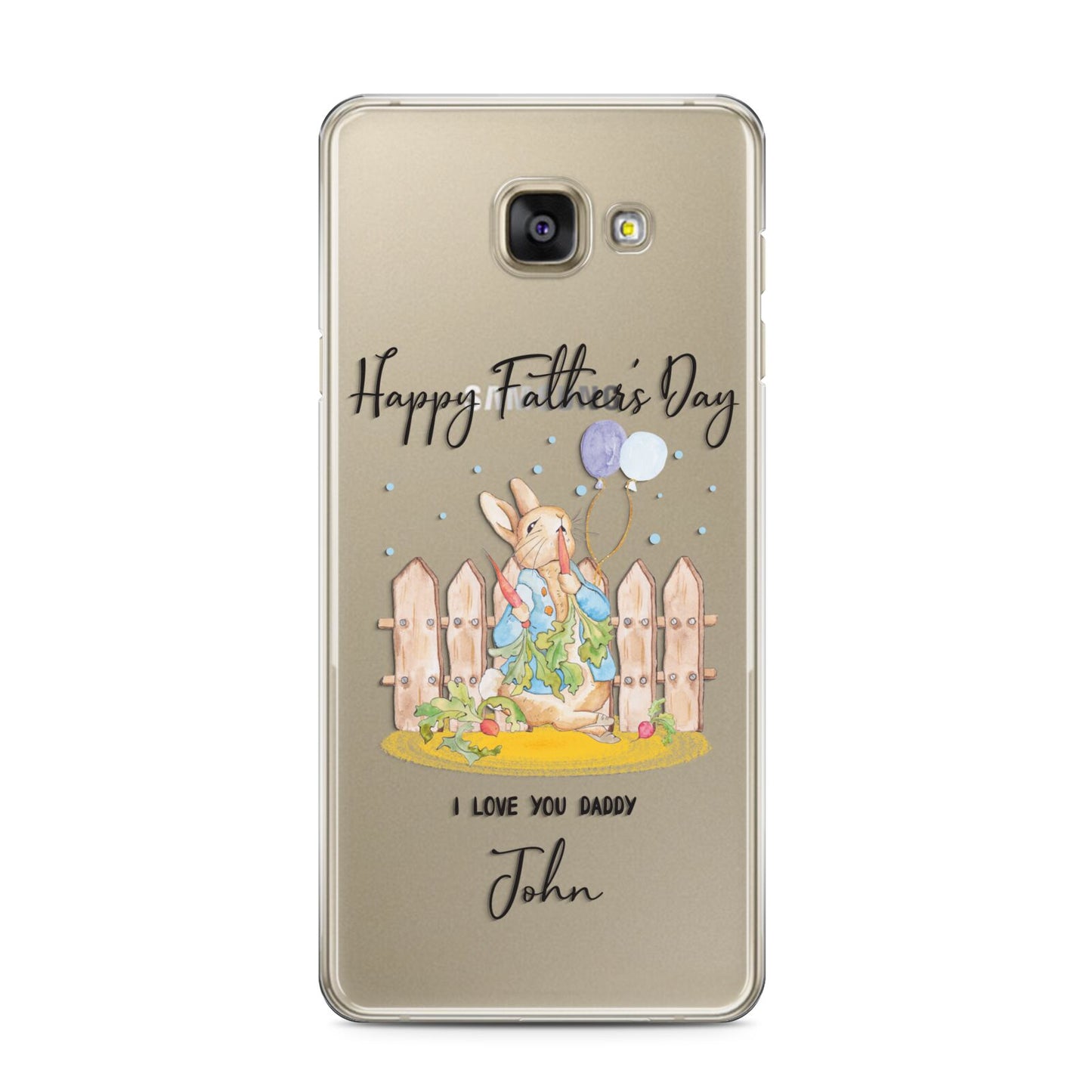 Custom Father s Day Rabbit Samsung Galaxy A3 2016 Case on gold phone