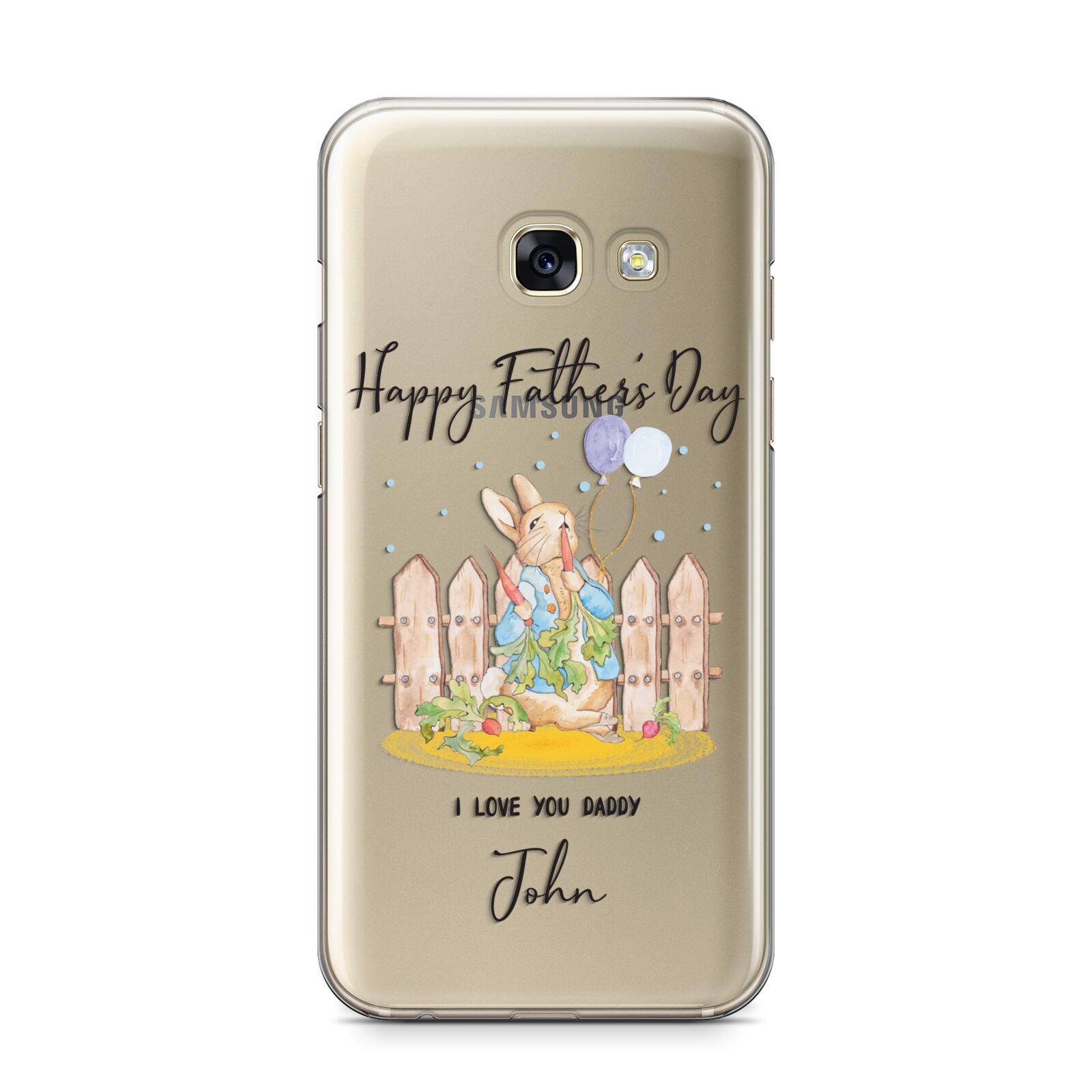 Custom Father s Day Rabbit Samsung Galaxy A3 2017 Case on gold phone