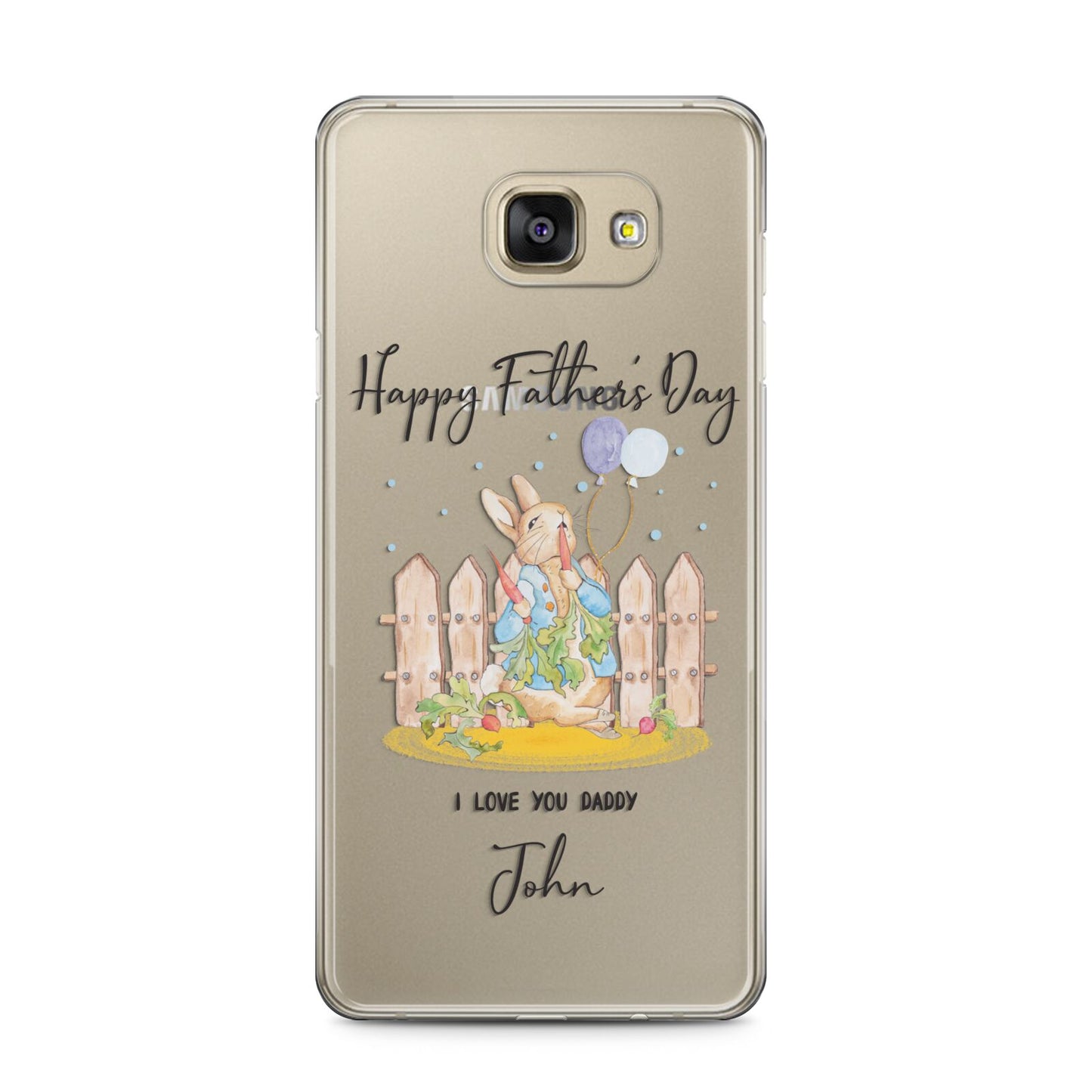 Custom Father s Day Rabbit Samsung Galaxy A5 2016 Case on gold phone