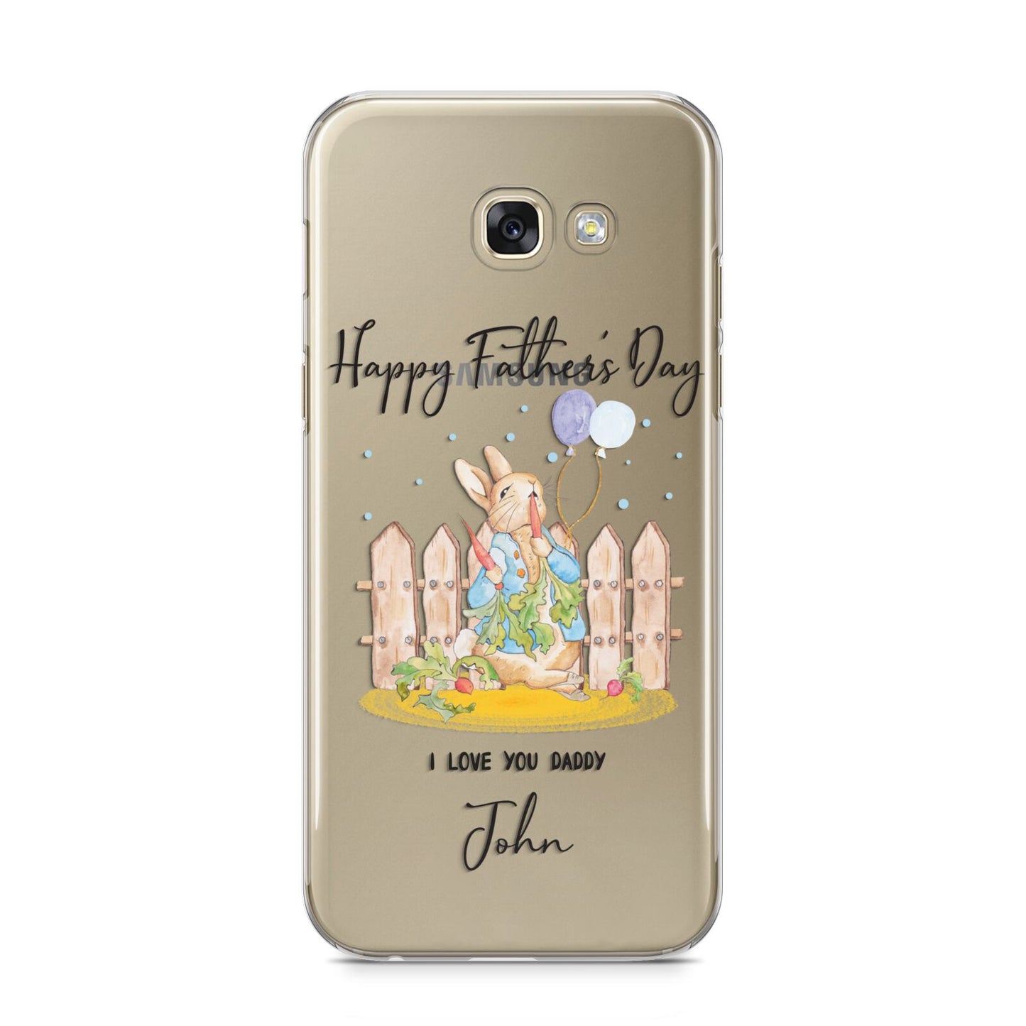 Custom Father s Day Rabbit Samsung Galaxy A5 2017 Case on gold phone