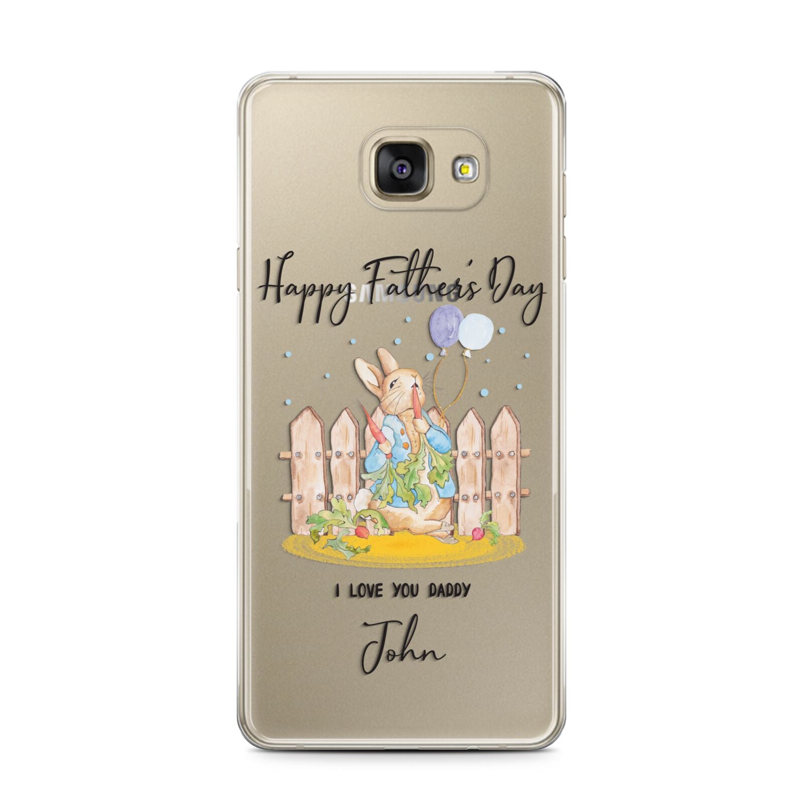 Custom Father s Day Rabbit Samsung Galaxy A7 2016 Case on gold phone