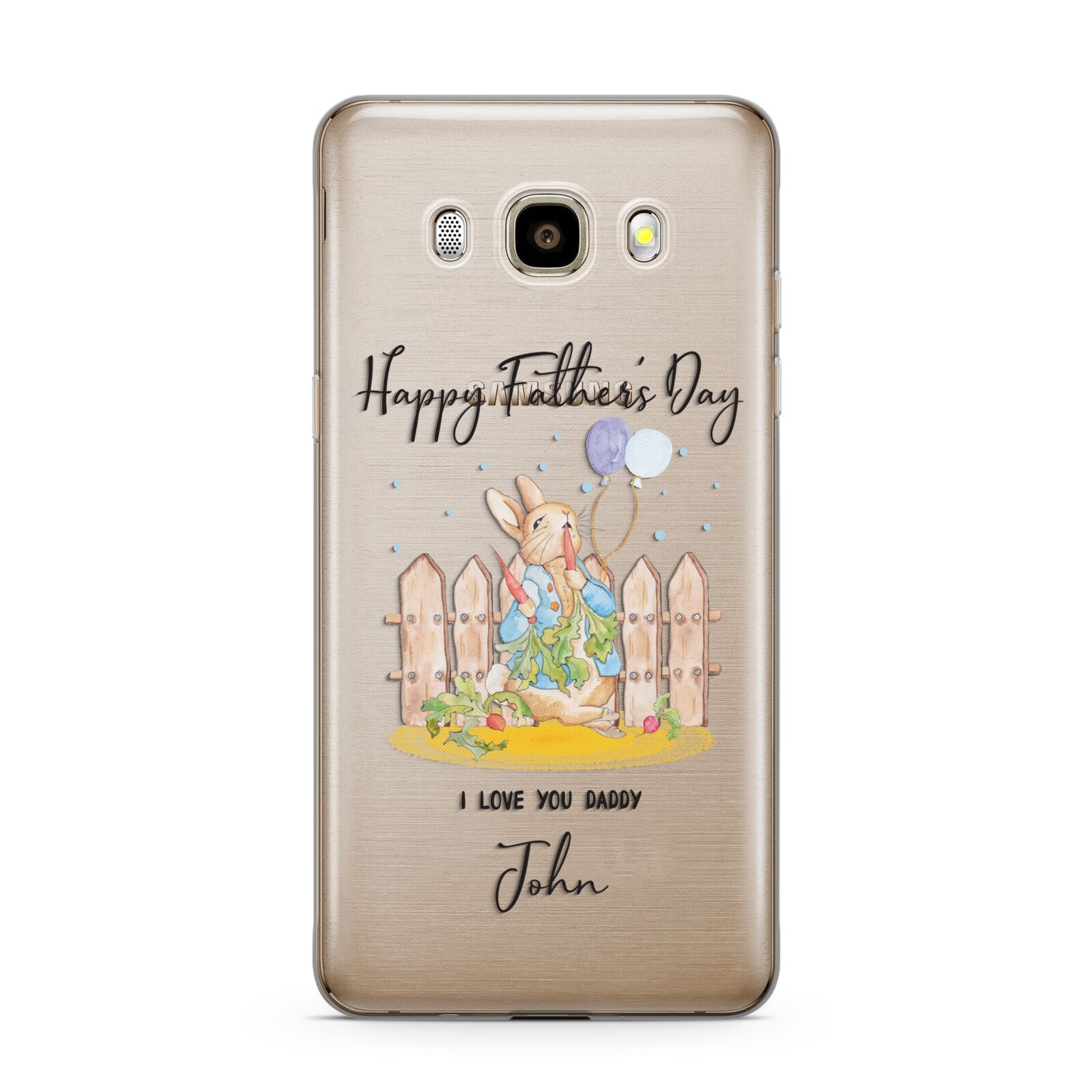 Custom Father s Day Rabbit Samsung Galaxy J7 2016 Case on gold phone