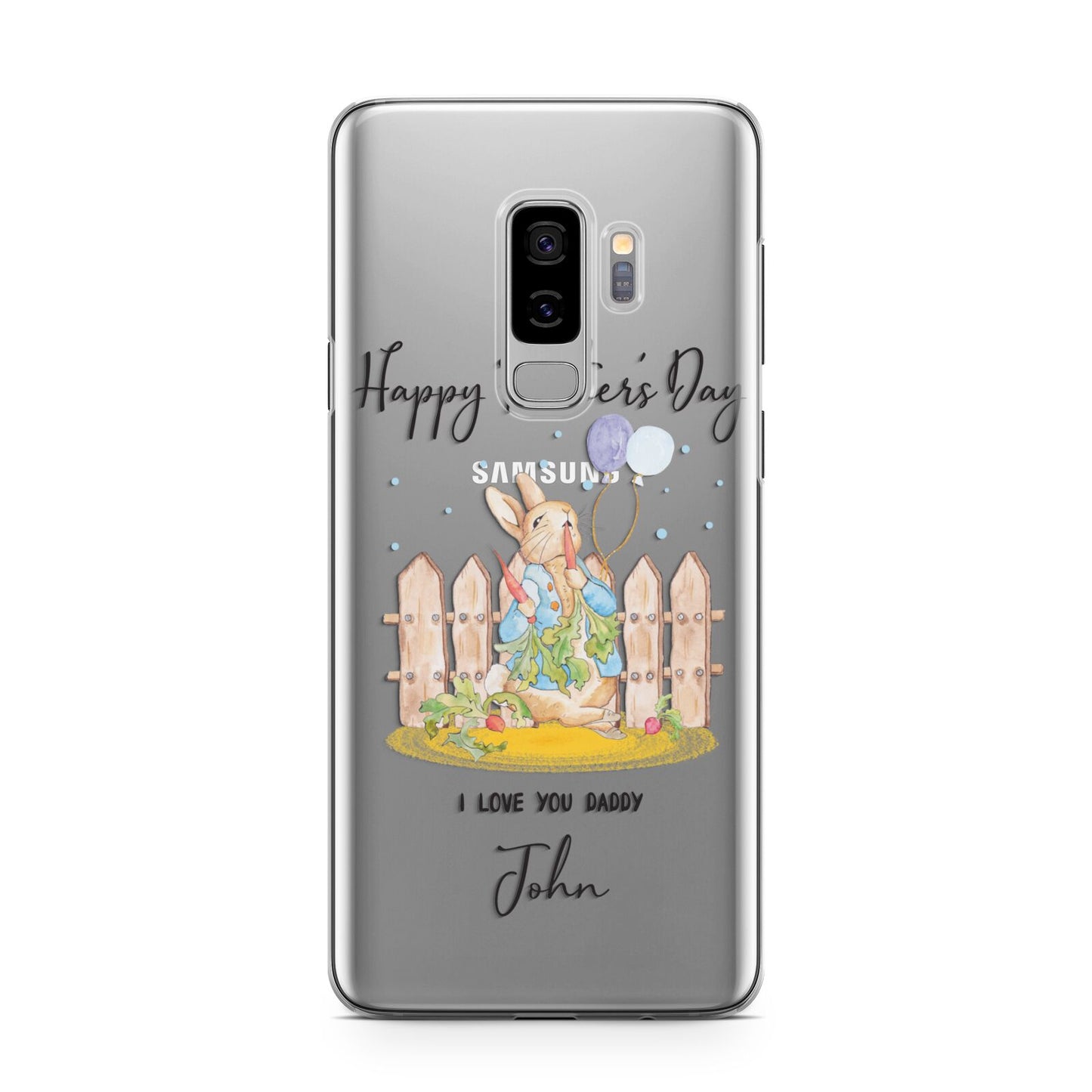 Custom Father s Day Rabbit Samsung Galaxy S9 Plus Case on Silver phone