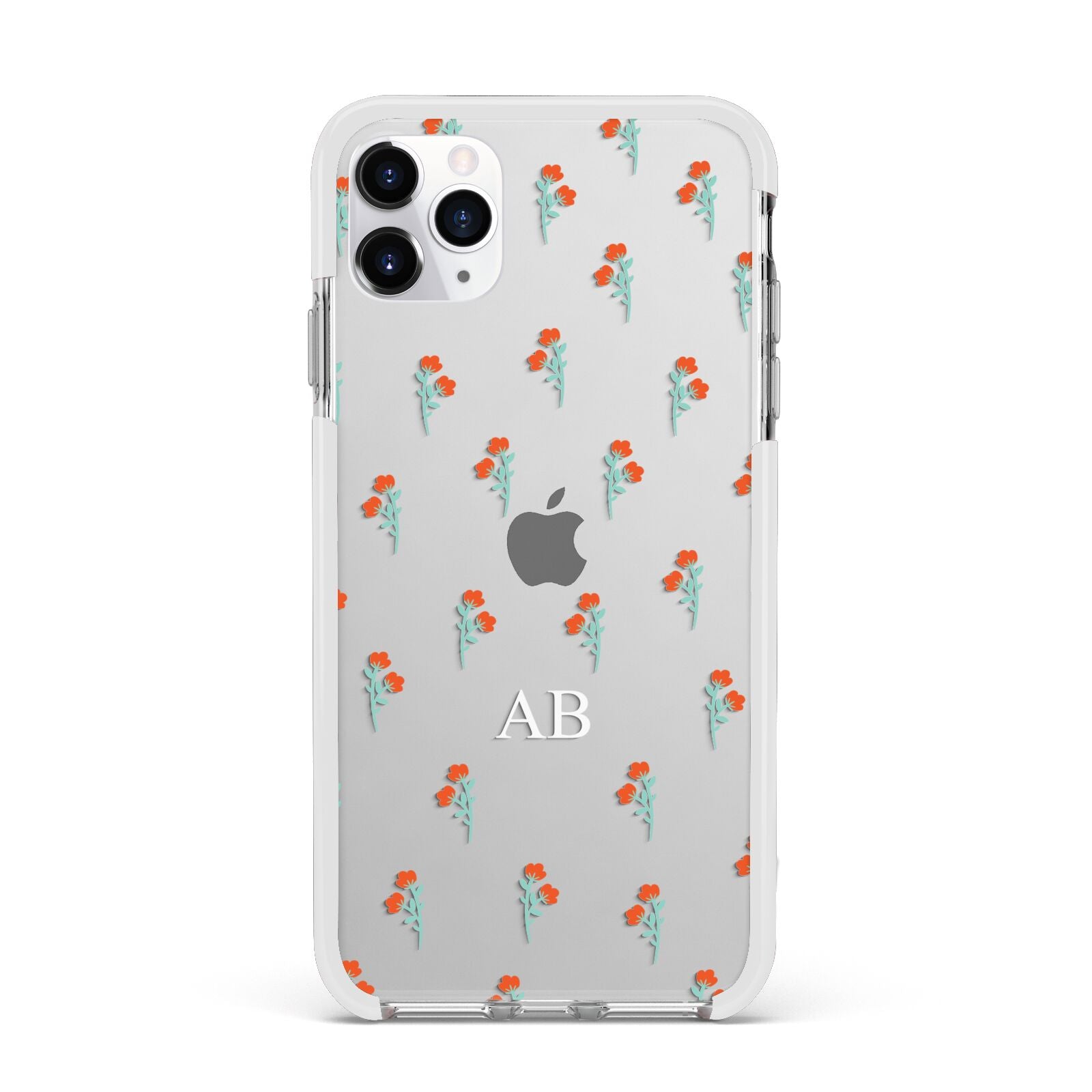 Custom Floral Apple iPhone 11 Pro Max in Silver with White Impact Case