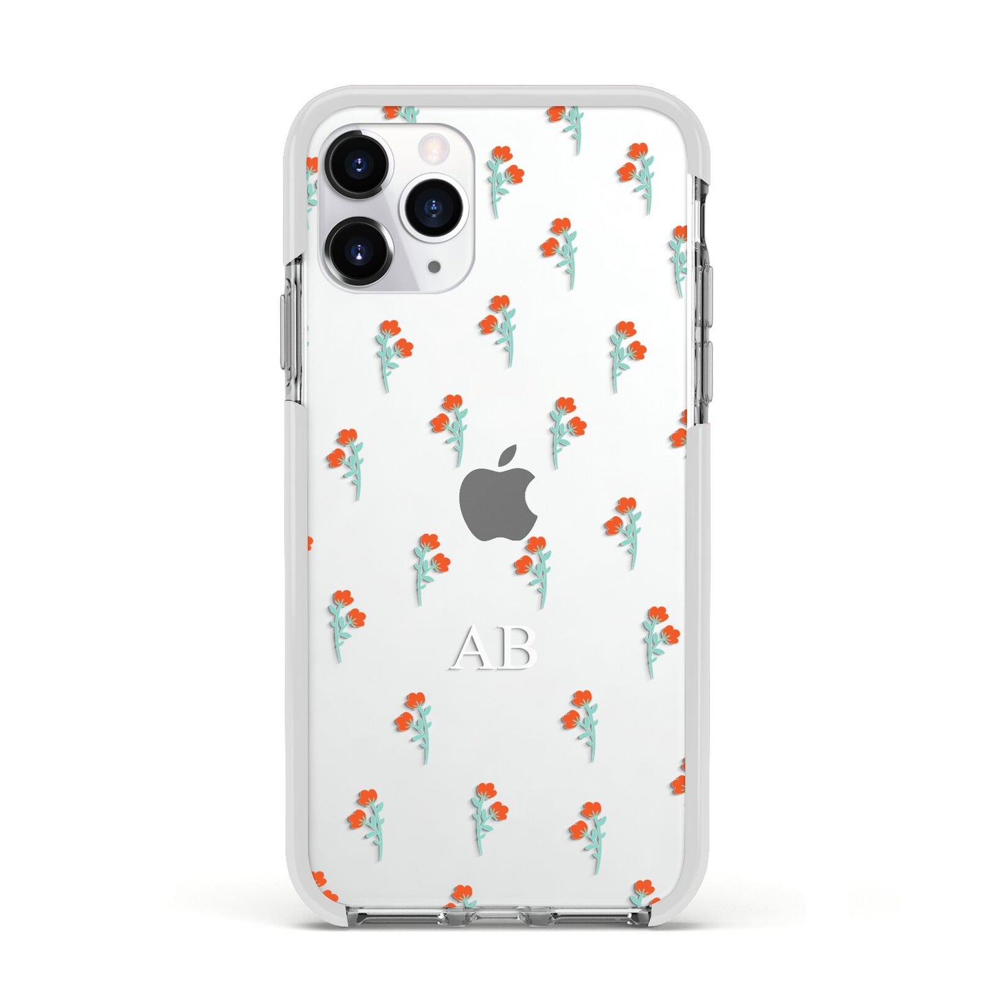 Custom Floral Apple iPhone 11 Pro in Silver with White Impact Case