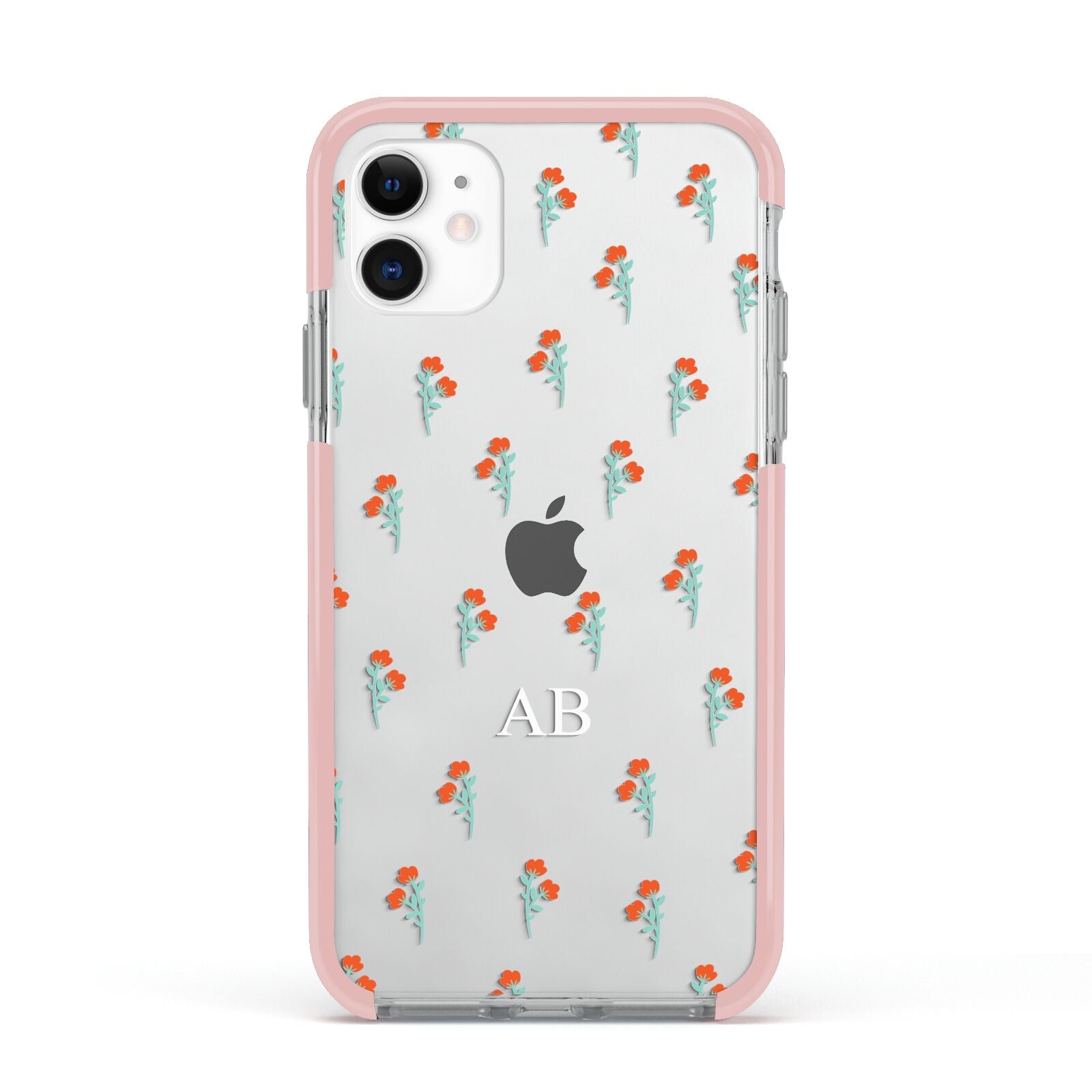 Custom Floral Apple iPhone 11 in White with Pink Impact Case