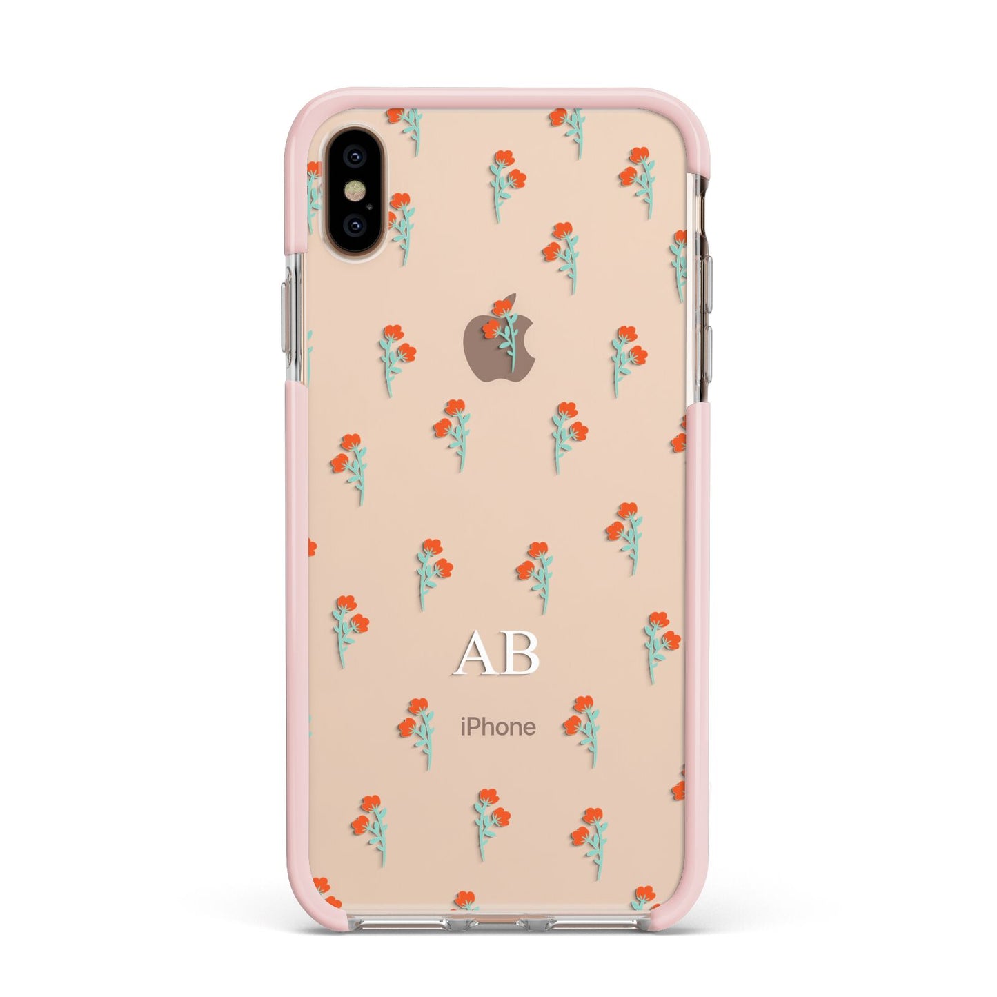Custom Floral Apple iPhone Xs Max Impact Case Pink Edge on Gold Phone