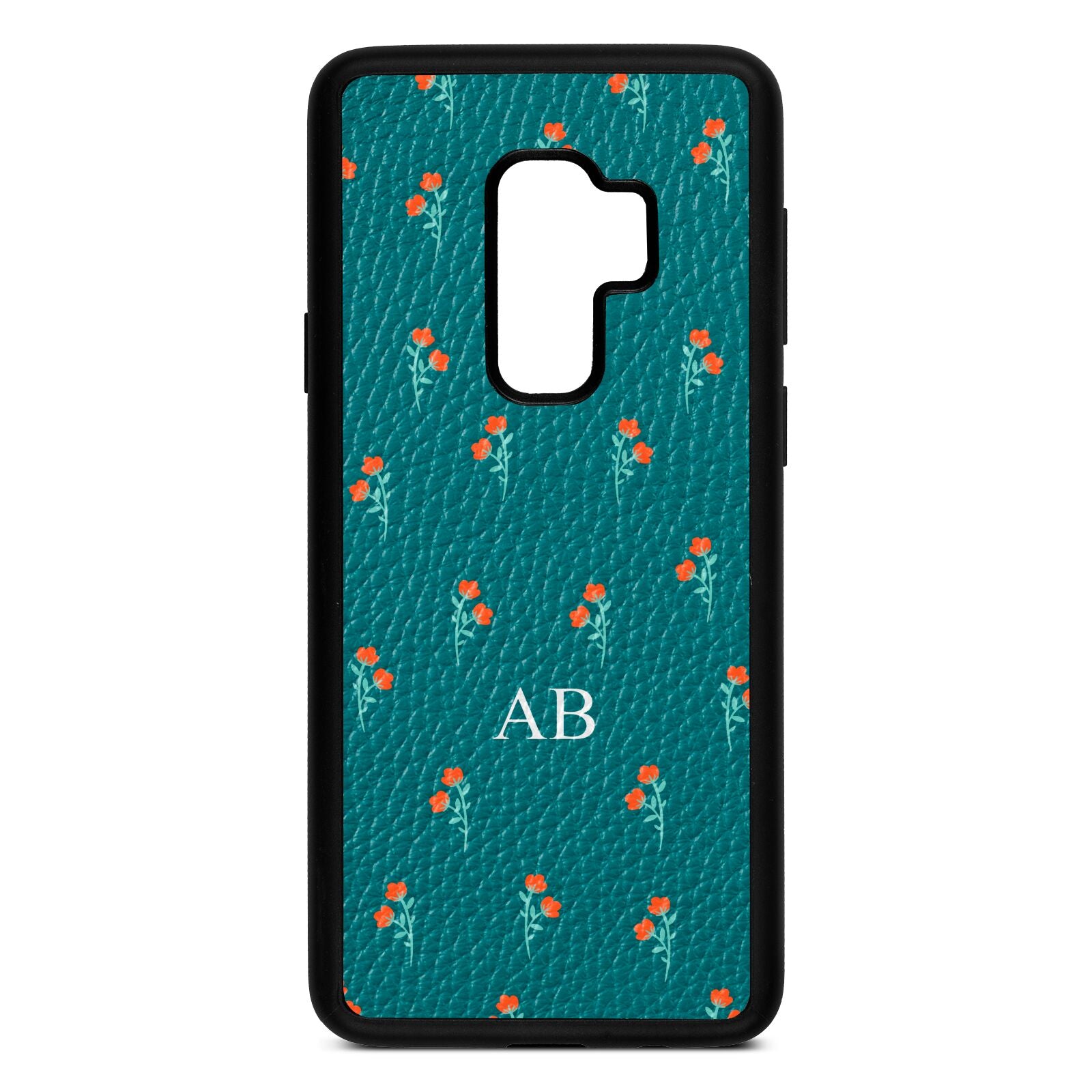 Custom Floral Green Pebble Leather Samsung S9 Plus Case