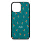 Custom Floral Green Pebble Leather iPhone 13 Pro Max Case