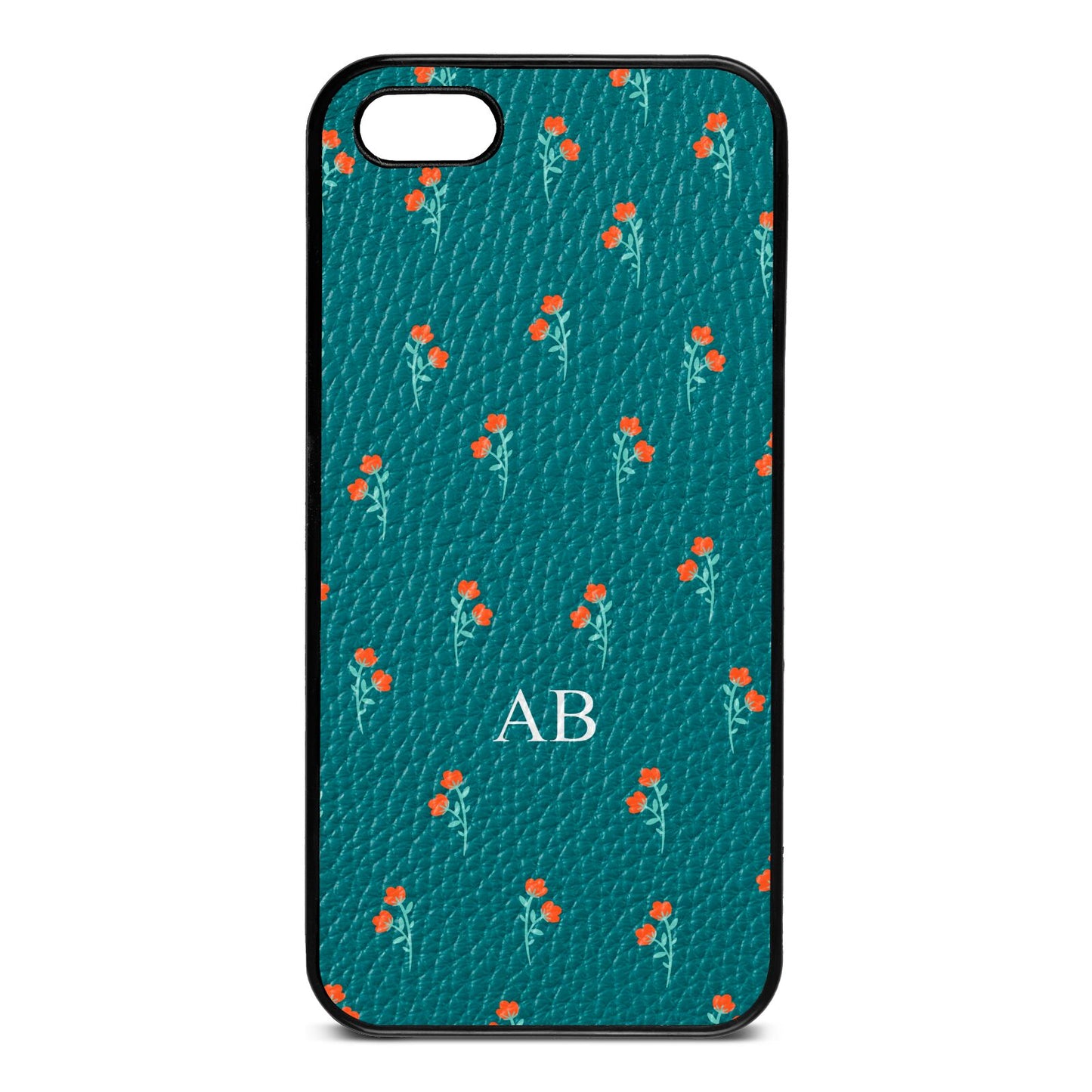 Custom Floral Green Pebble Leather iPhone 5 Case