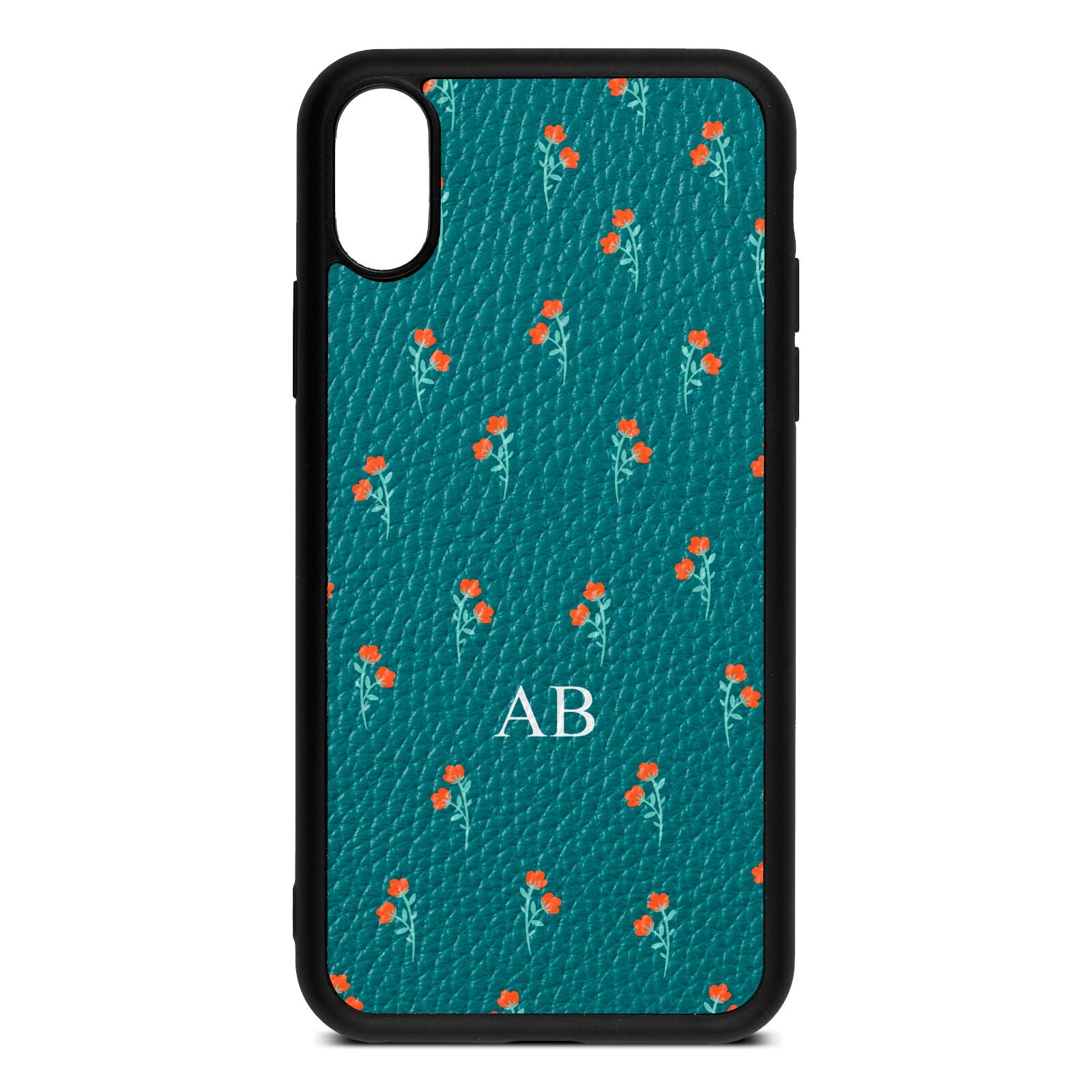 Custom Floral Green Pebble Leather iPhone Xs Case