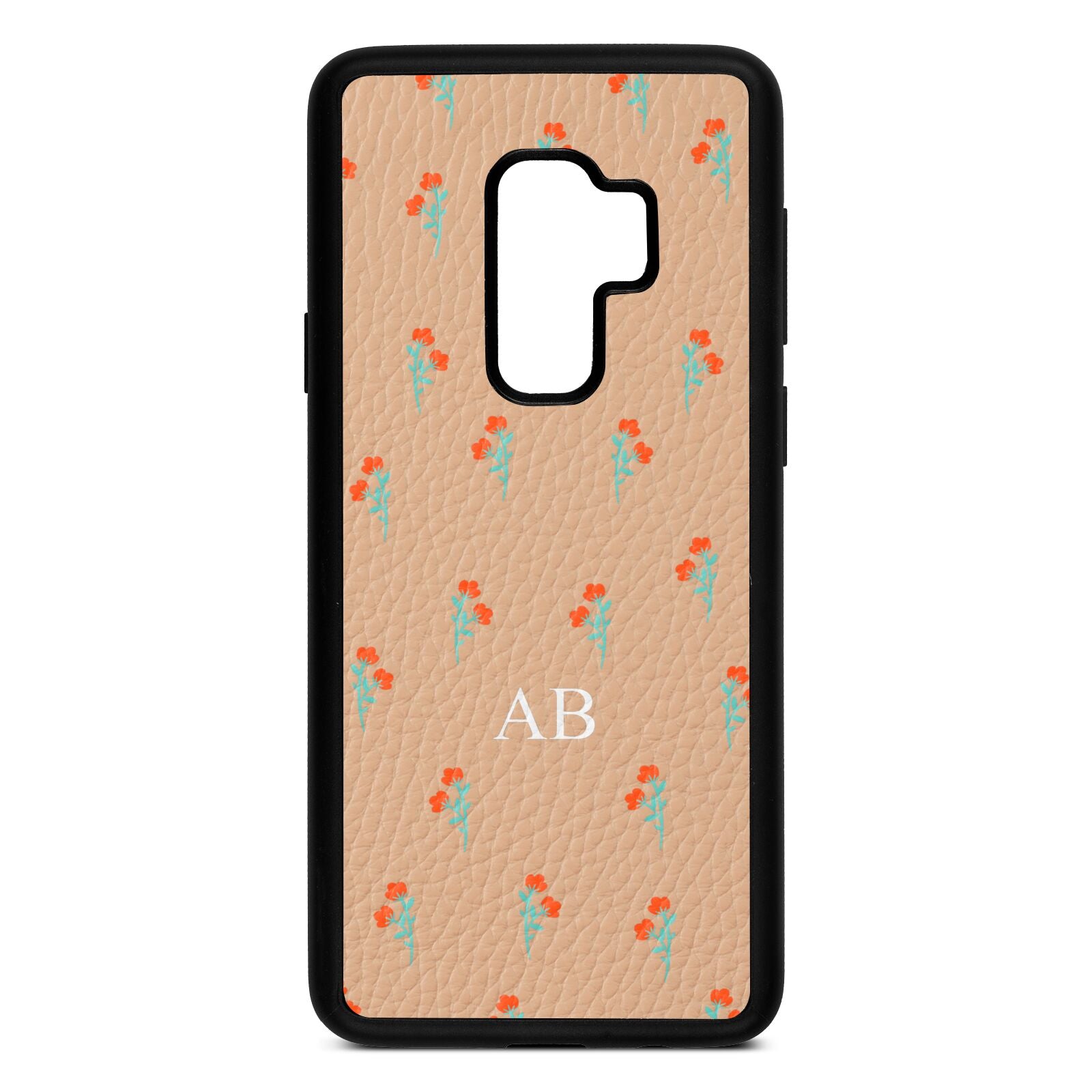 Custom Floral Nude Pebble Leather Samsung S9 Plus Case