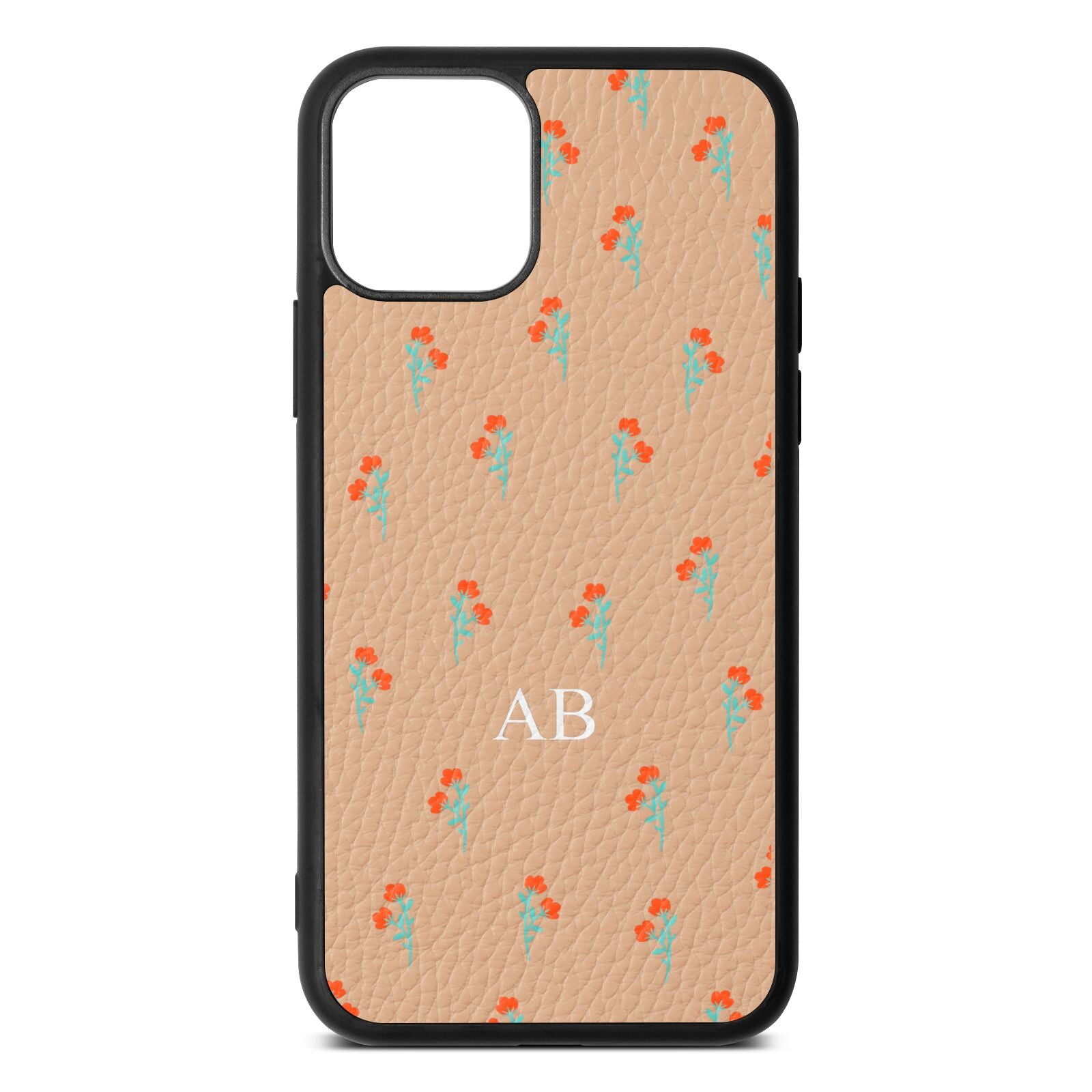 Custom Floral Nude Pebble Leather iPhone 11 Case