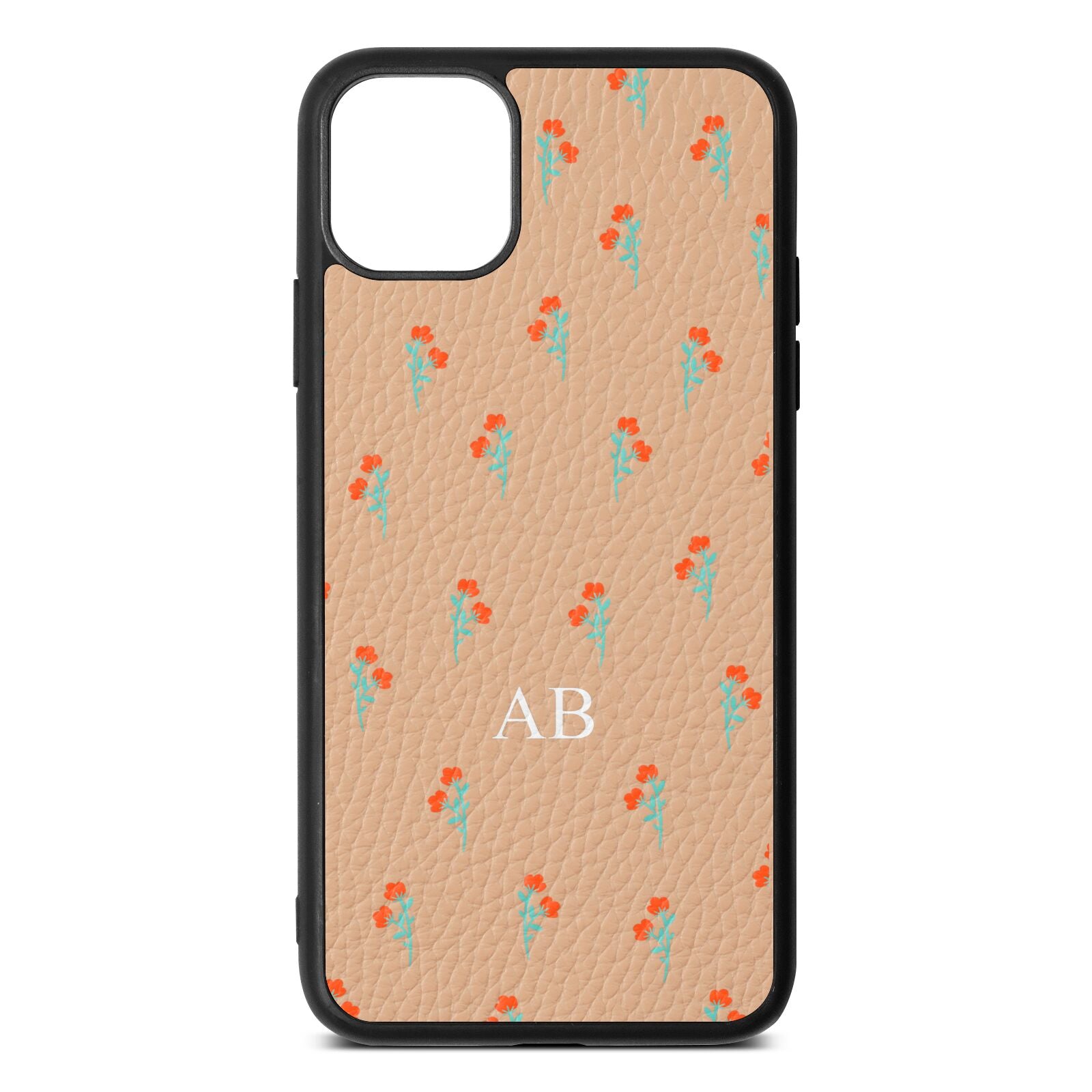 Custom Floral Nude Pebble Leather iPhone 11 Pro Max Case