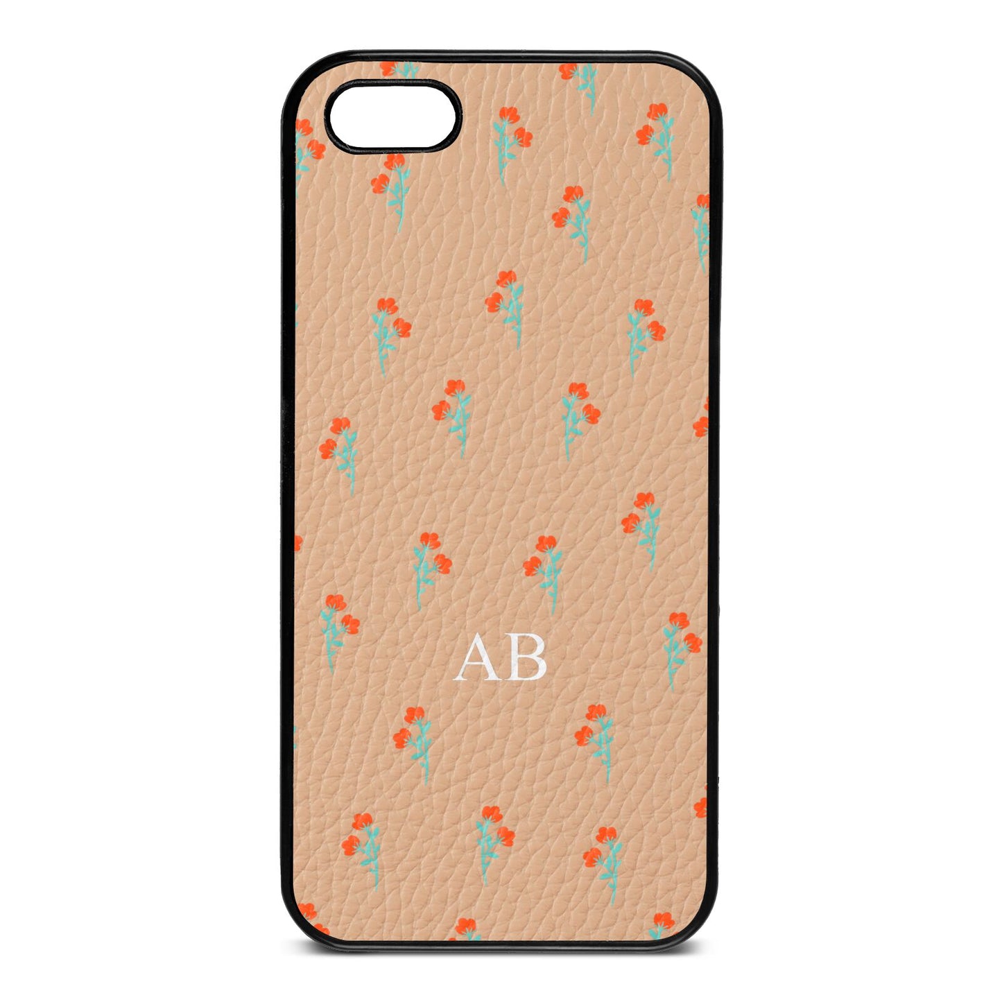 Custom Floral Nude Pebble Leather iPhone 5 Case