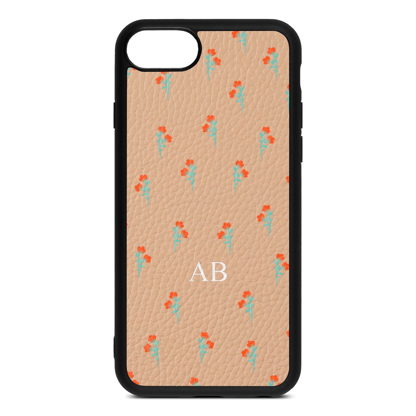 Custom Floral Nude Pebble Leather iPhone 8 Case