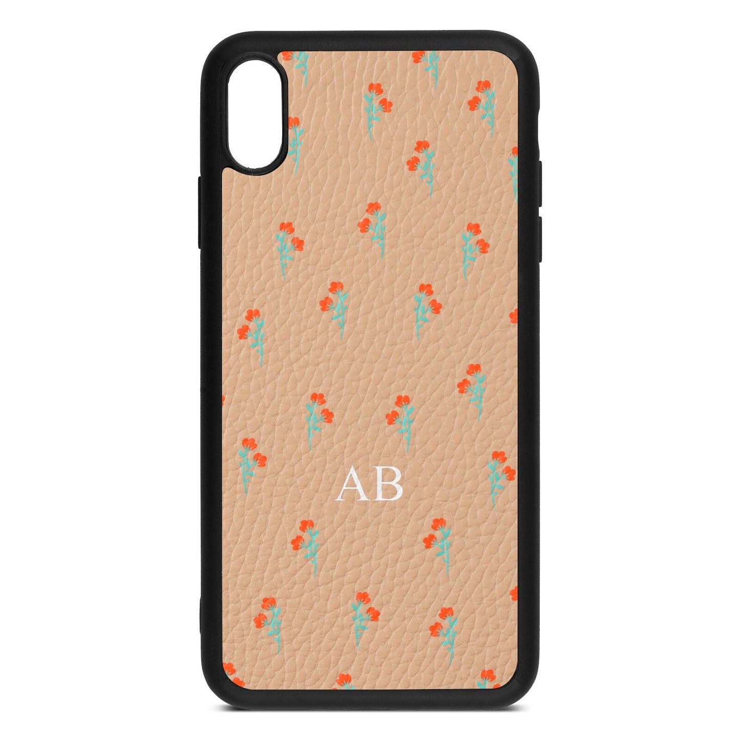 Custom Floral Nude Pebble Leather iPhone Xs Max Case