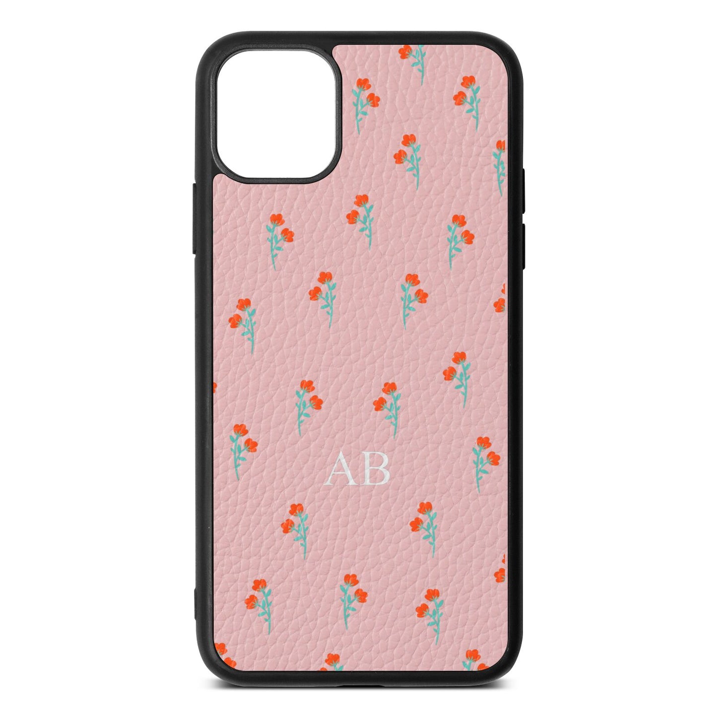 Custom Floral Pink Pebble Leather iPhone 11 Pro Max Case