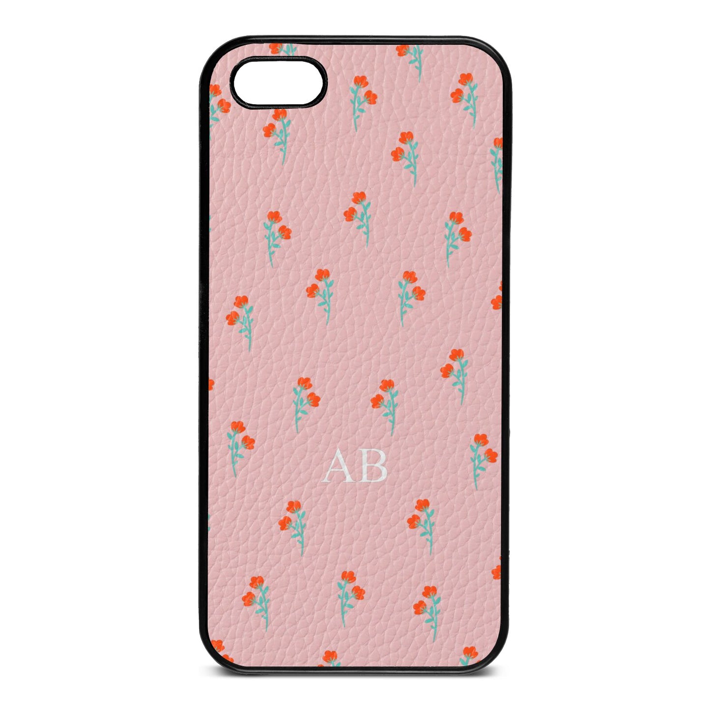 Custom Floral Pink Pebble Leather iPhone 5 Case