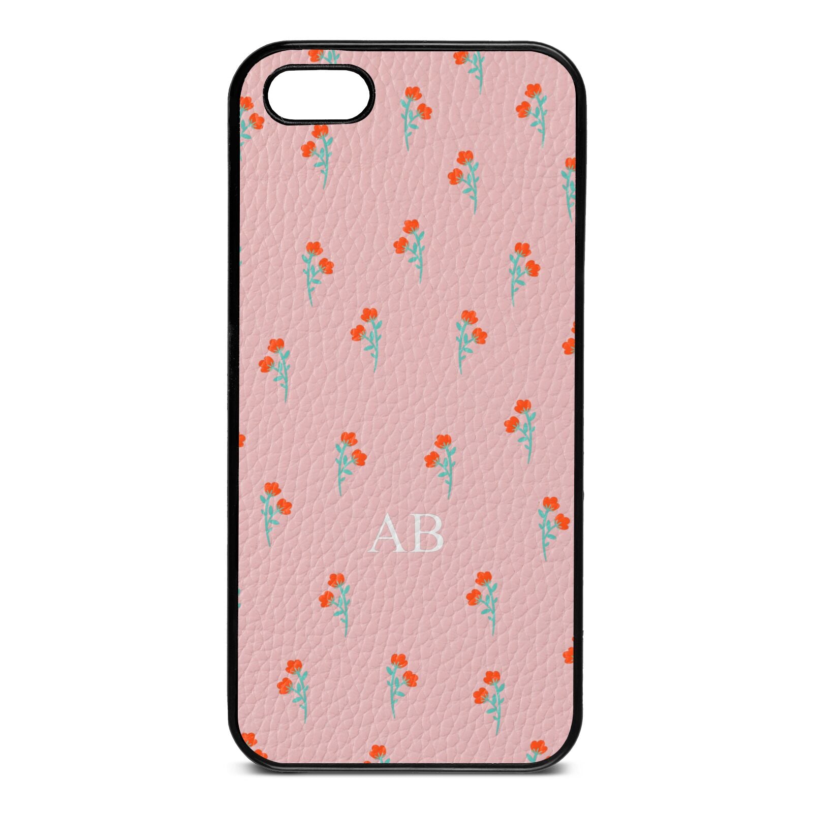 Custom Floral Pink Pebble Leather iPhone 5 Case