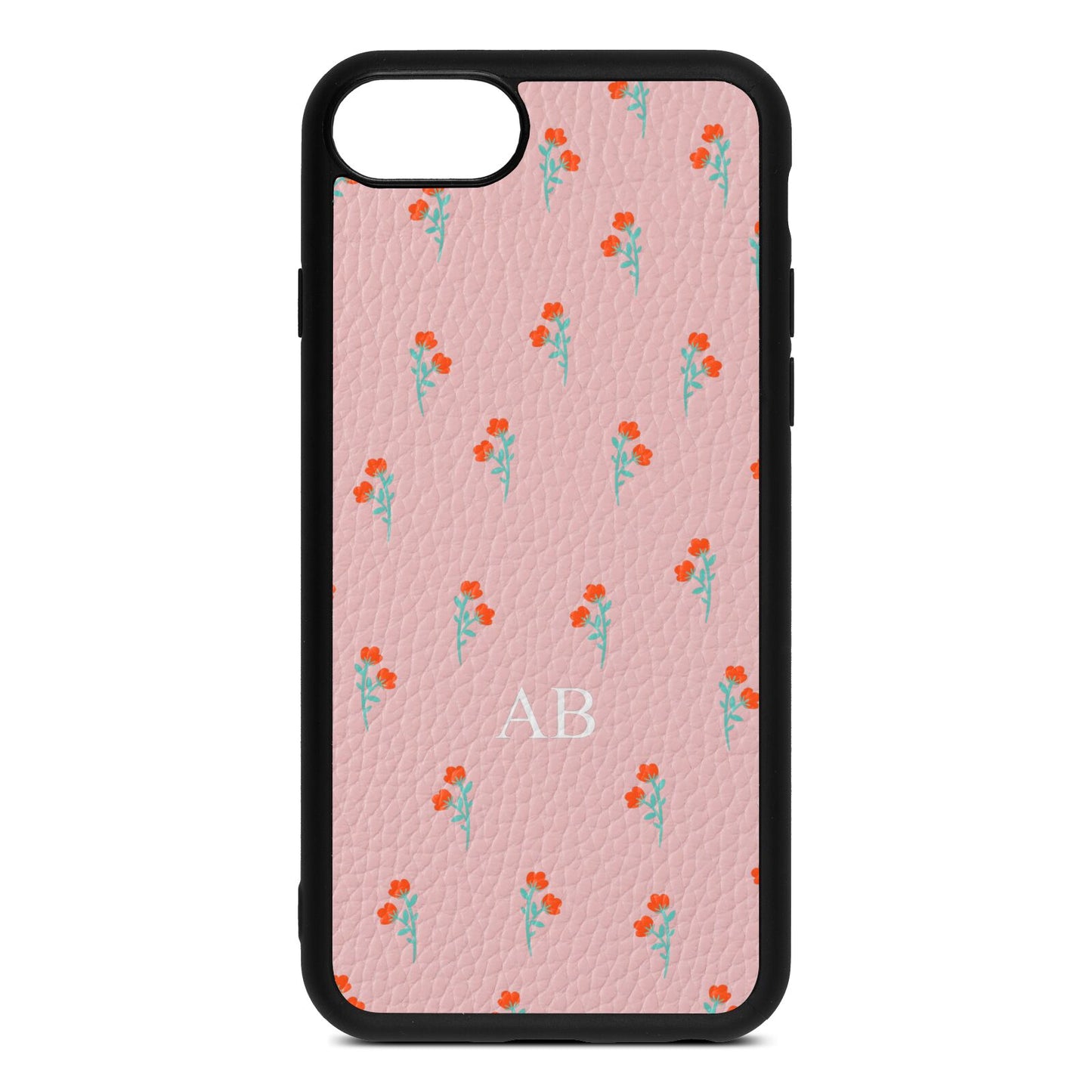 Custom Floral Pink Pebble Leather iPhone 8 Case