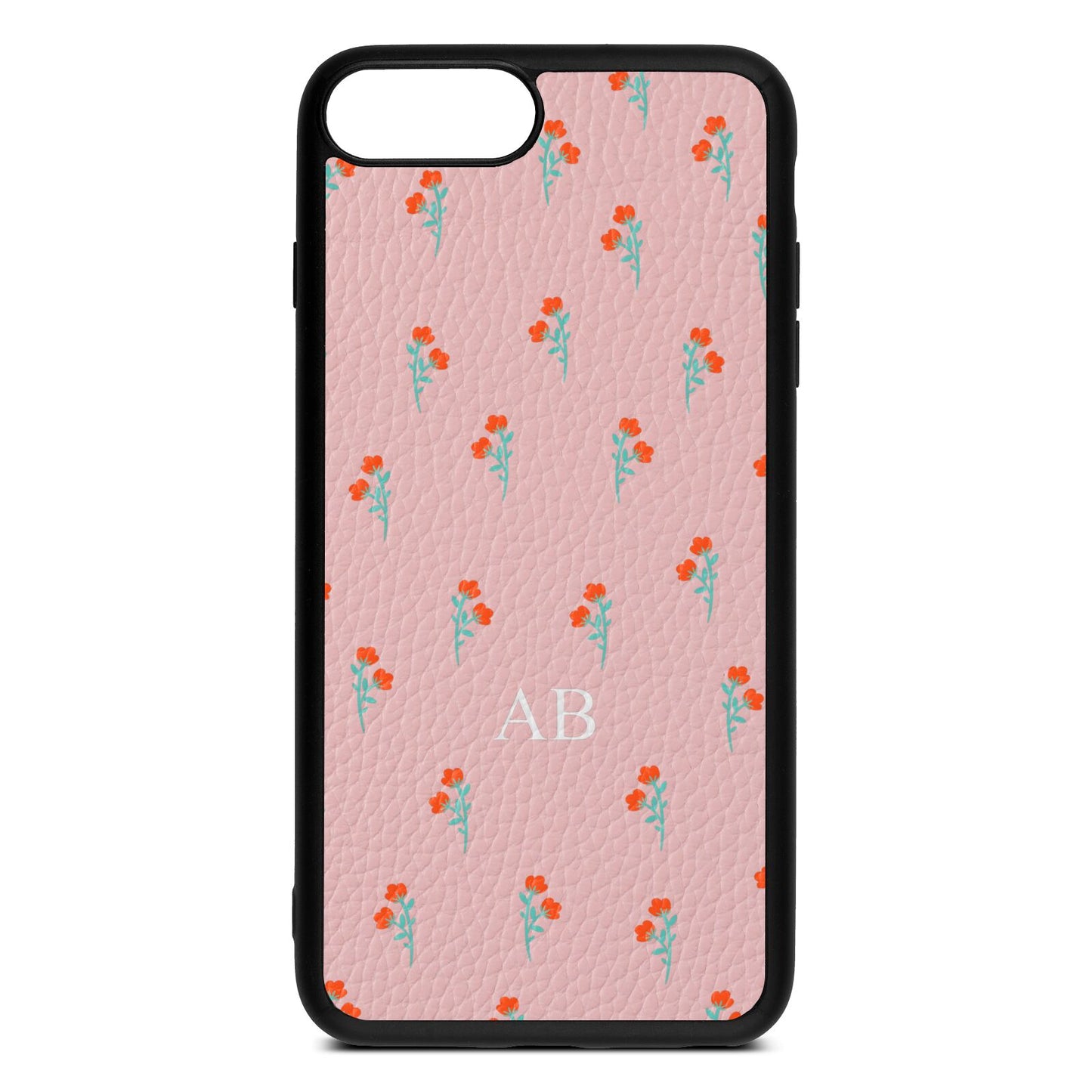 Custom Floral Pink Pebble Leather iPhone 8 Plus Case