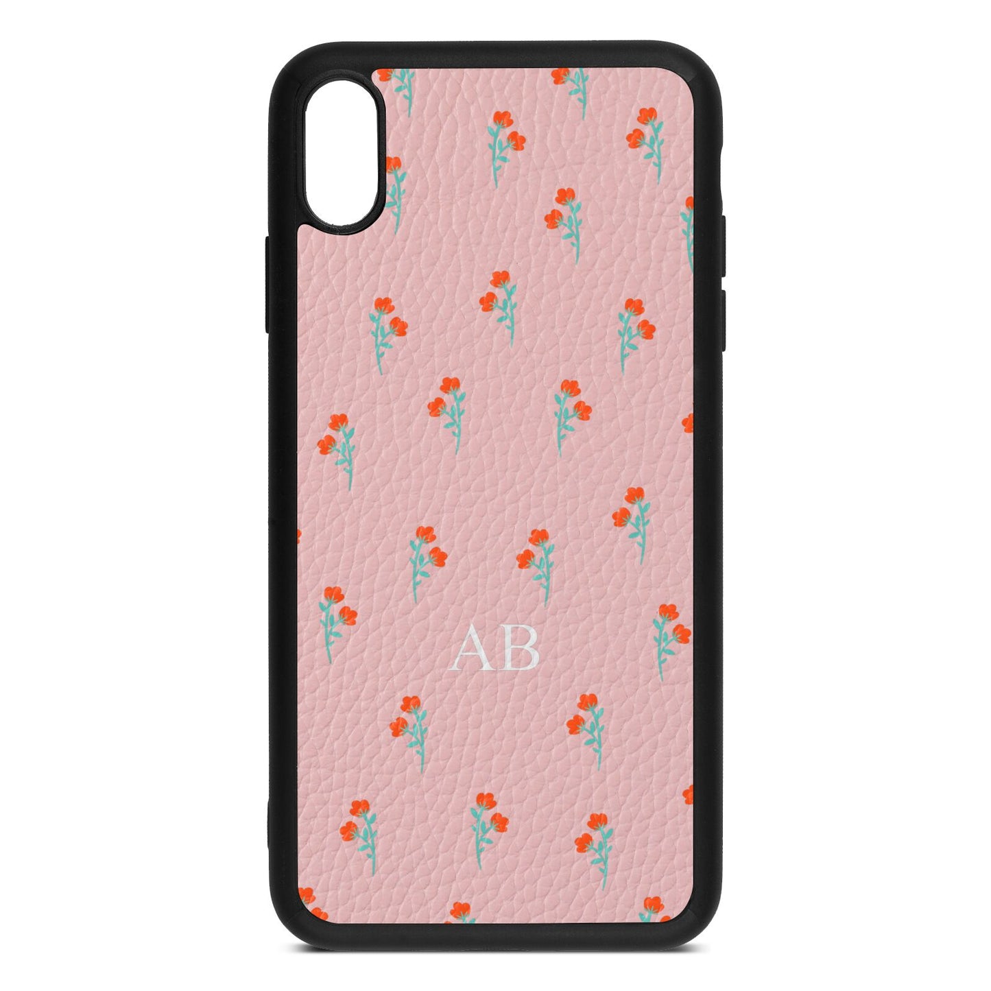 Custom Floral Pink Pebble Leather iPhone Xs Max Case