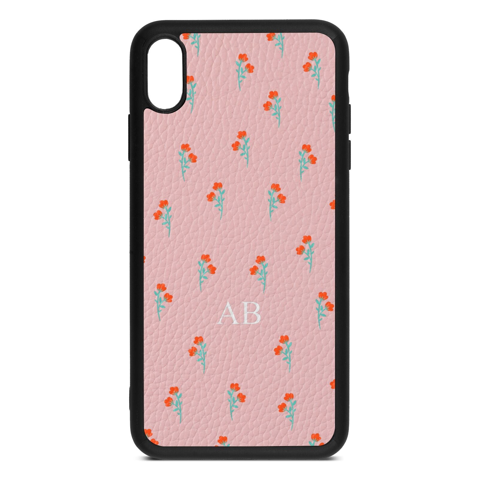 Custom Floral Pink Pebble Leather iPhone Xs Max Case