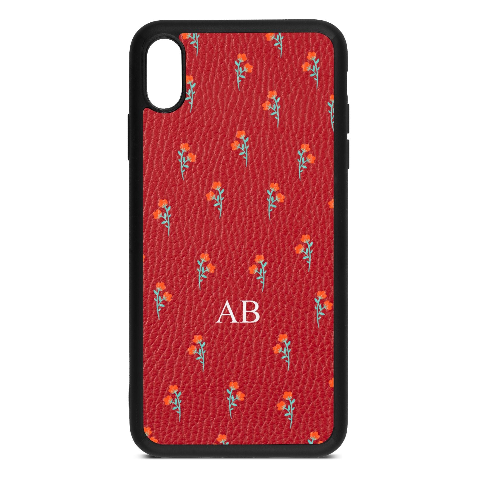 Custom Floral Red Pebble Leather iPhone Xs Max Case