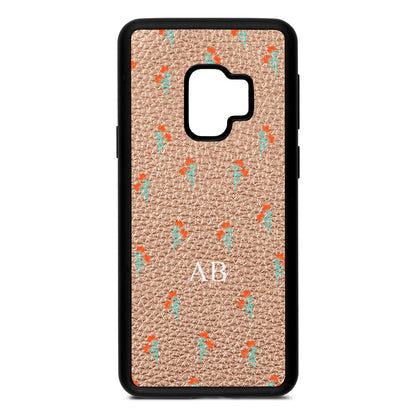 Custom Floral Rose Gold Pebble Leather Samsung S9 Case