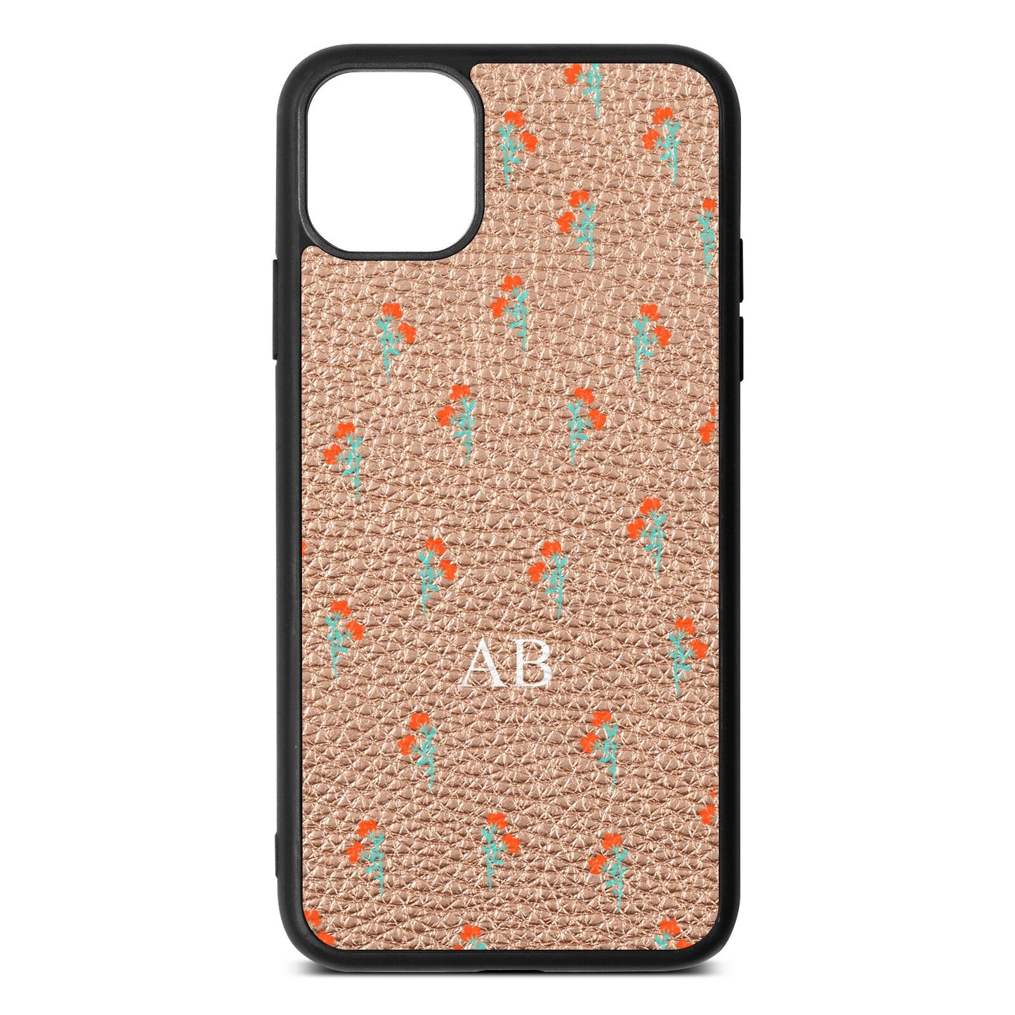 Custom Floral Rose Gold Pebble Leather iPhone 11 Pro Max Case