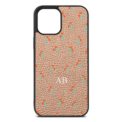 Custom Floral Rose Gold Pebble Leather iPhone 12 Pro Max Case