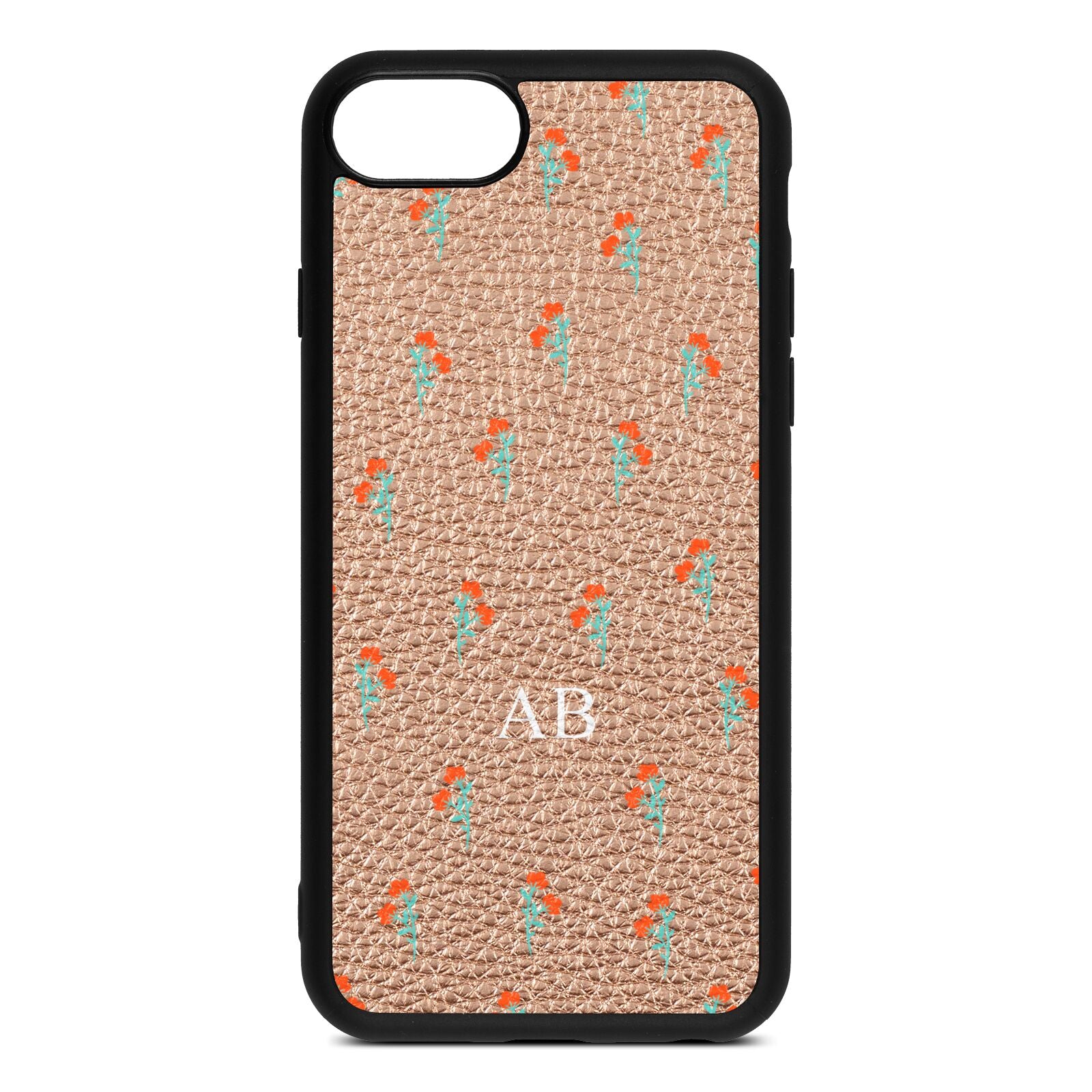 Custom Floral Rose Gold Pebble Leather iPhone 8 Case