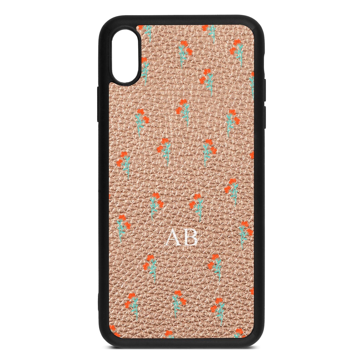 Custom Floral Rose Gold Pebble Leather iPhone Xs Max Case