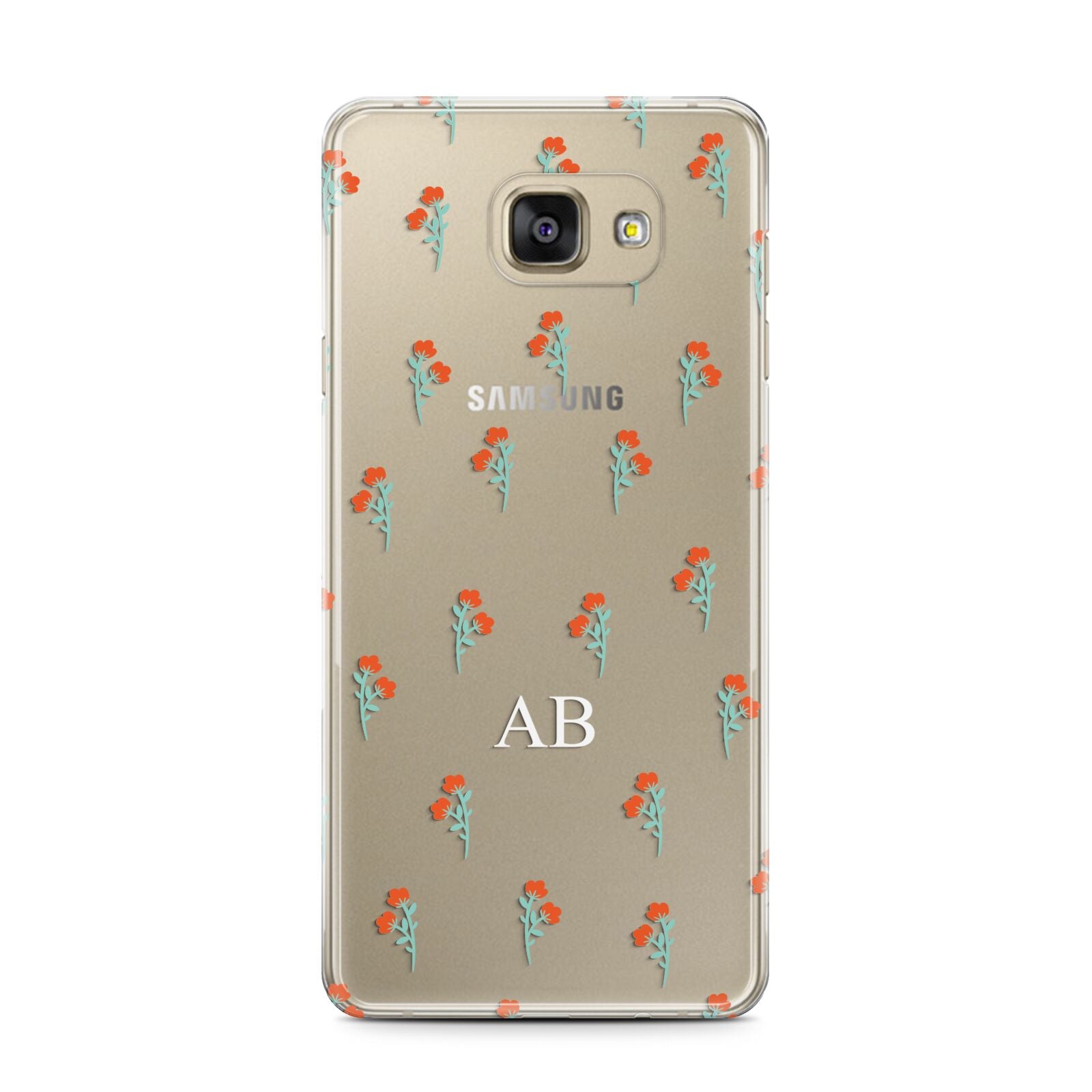 Custom Floral Samsung Galaxy A7 2016 Case on gold phone