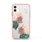 Custom Flower Apple iPhone 11 in White with Pink Impact Case