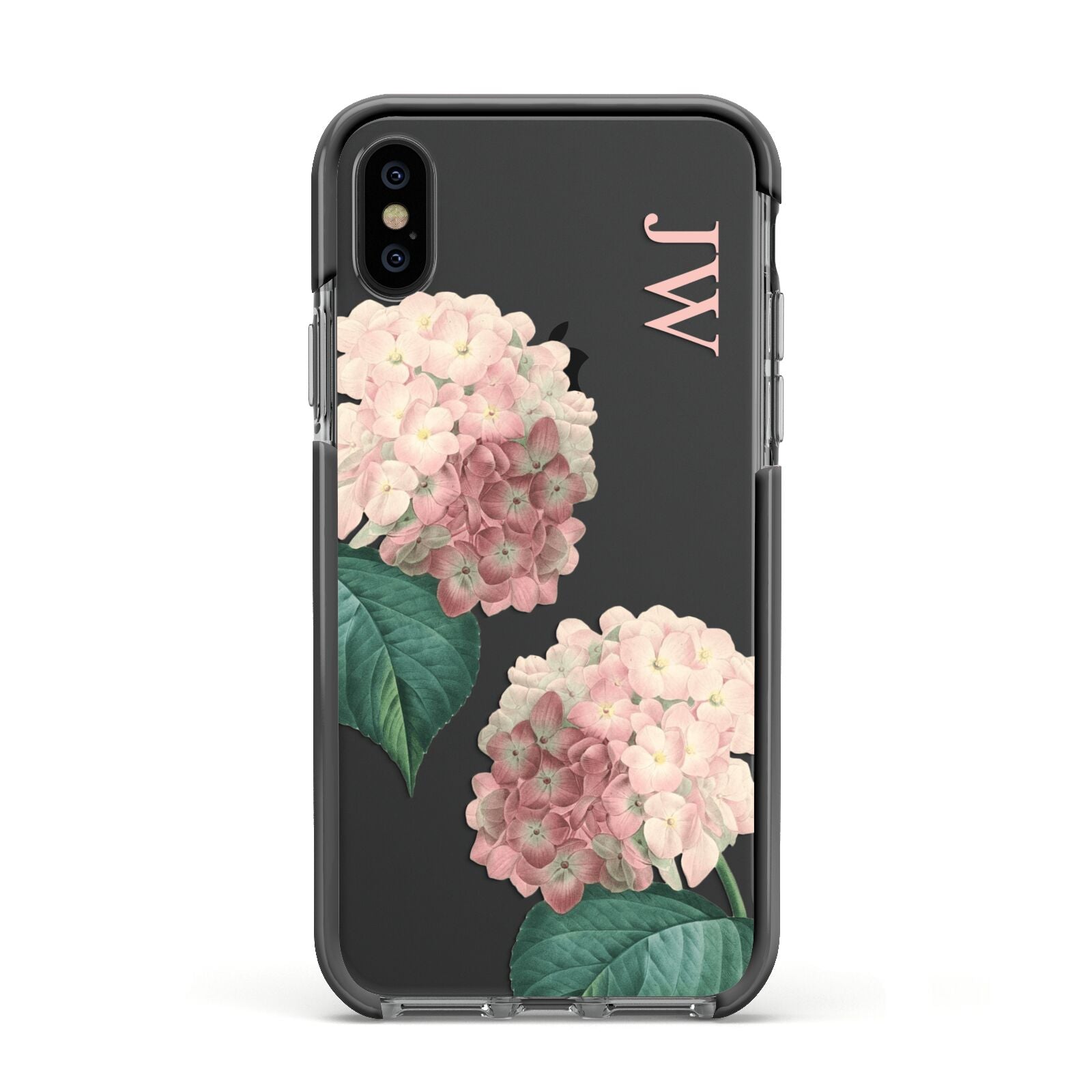 Custom Flower Apple iPhone Xs Impact Case Black Edge on Black Phone