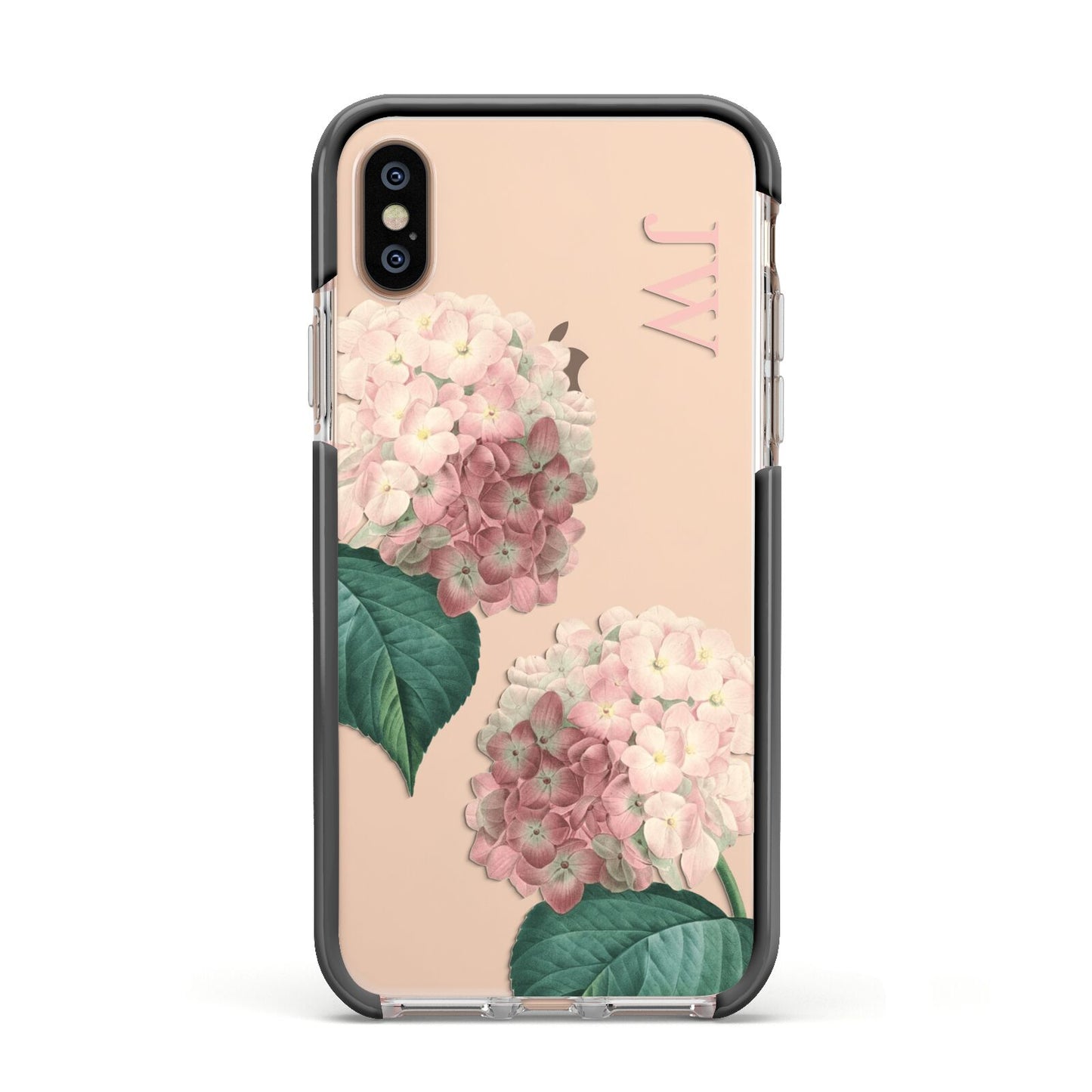 Custom Flower Apple iPhone Xs Impact Case Black Edge on Gold Phone