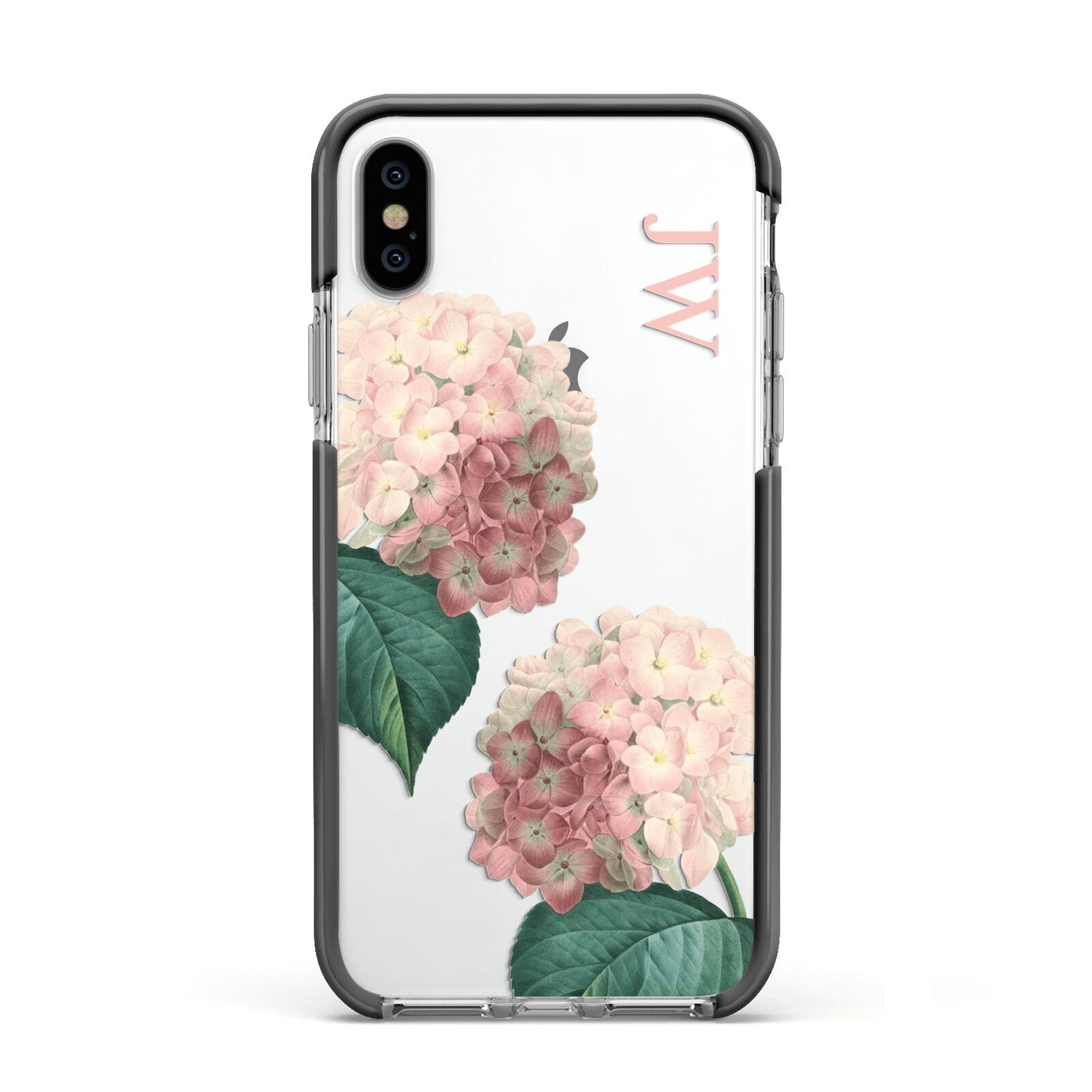 Custom Flower Apple iPhone Xs Impact Case Black Edge on Silver Phone