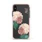 Custom Flower Apple iPhone Xs Impact Case Pink Edge on Black Phone