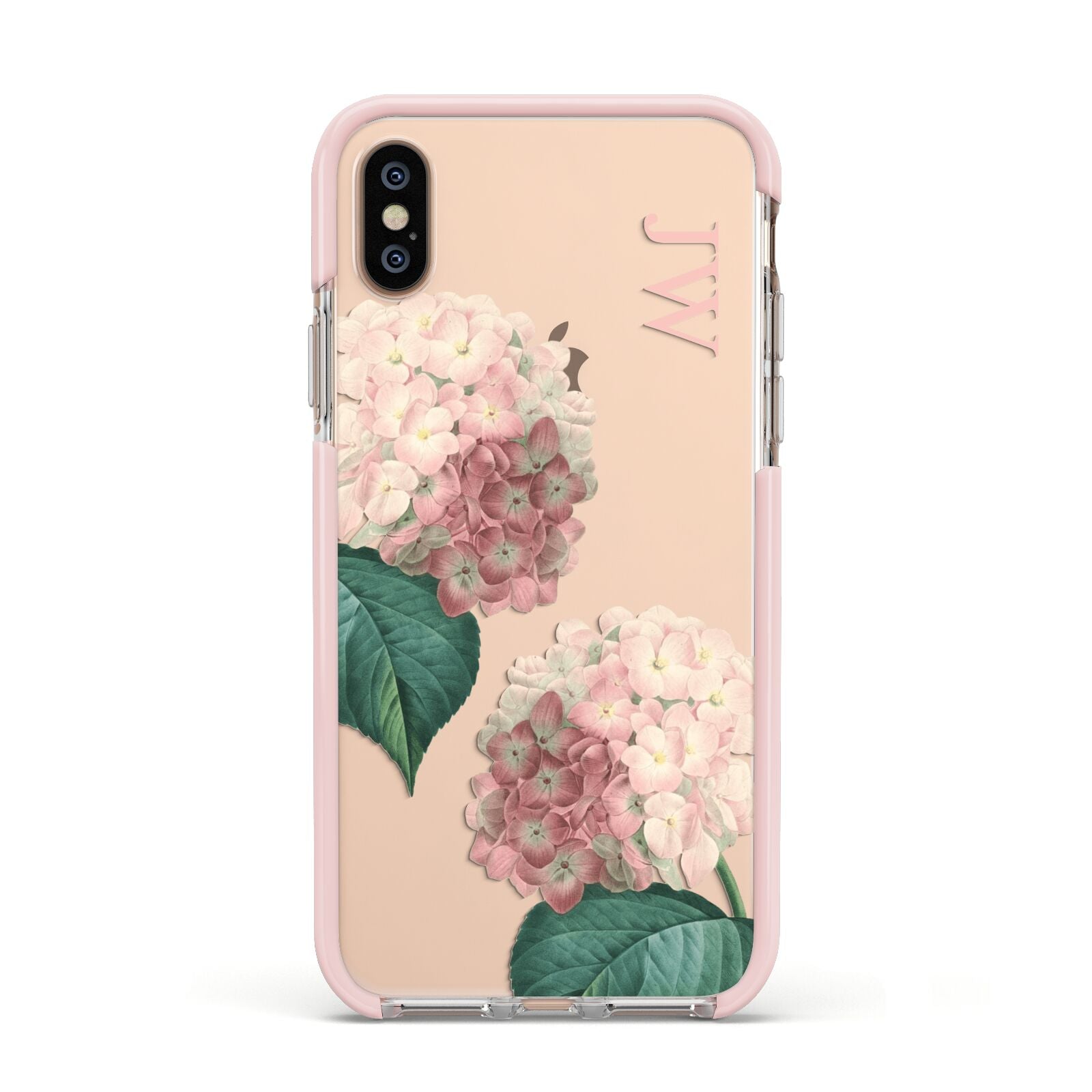 Custom Flower Apple iPhone Xs Impact Case Pink Edge on Gold Phone