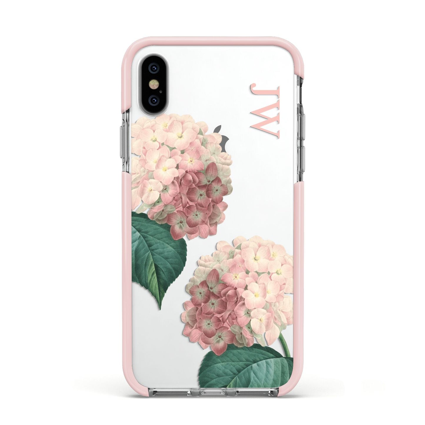 Custom Flower Apple iPhone Xs Impact Case Pink Edge on Silver Phone