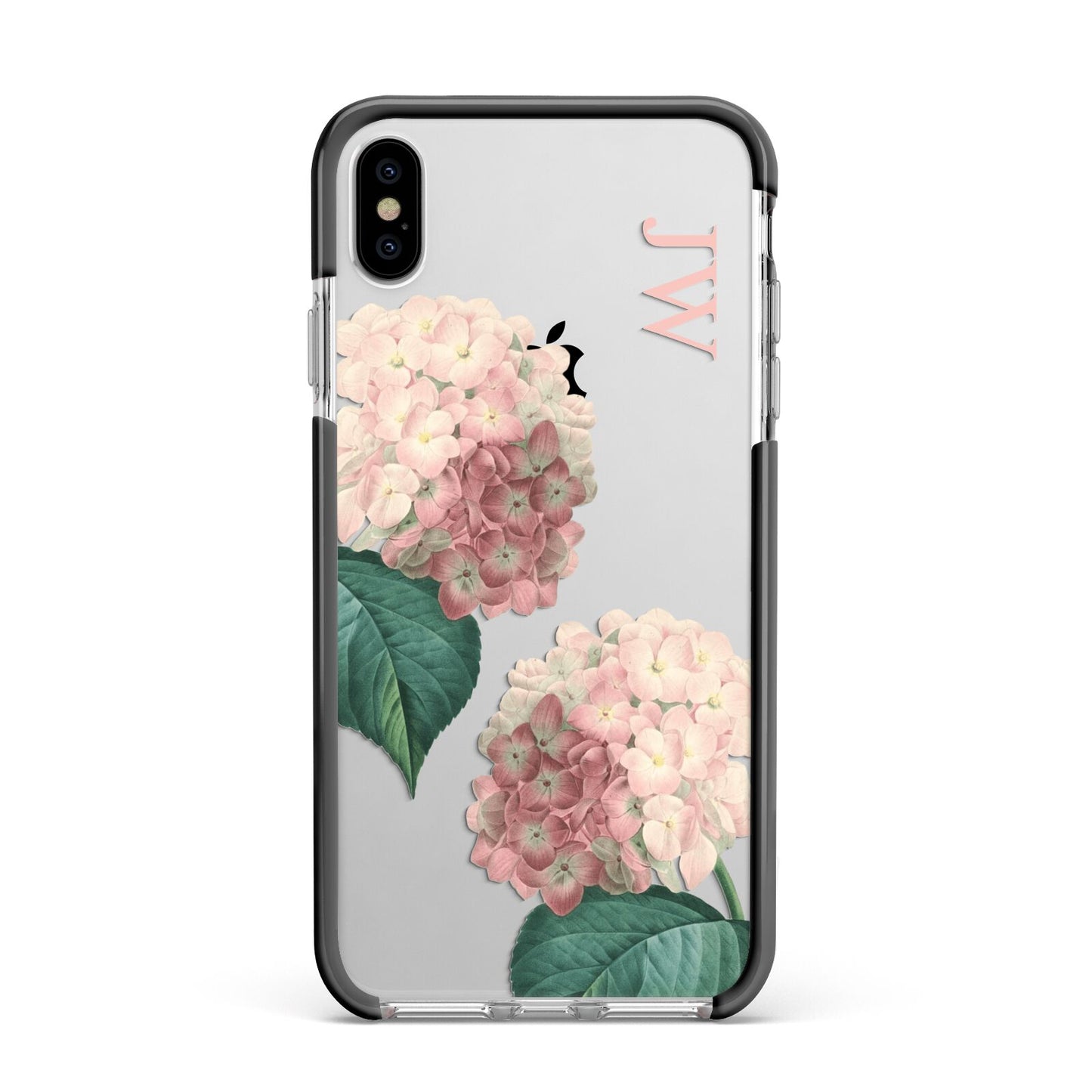 Custom Flower Apple iPhone Xs Max Impact Case Black Edge on Silver Phone