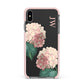 Custom Flower Apple iPhone Xs Max Impact Case Pink Edge on Black Phone